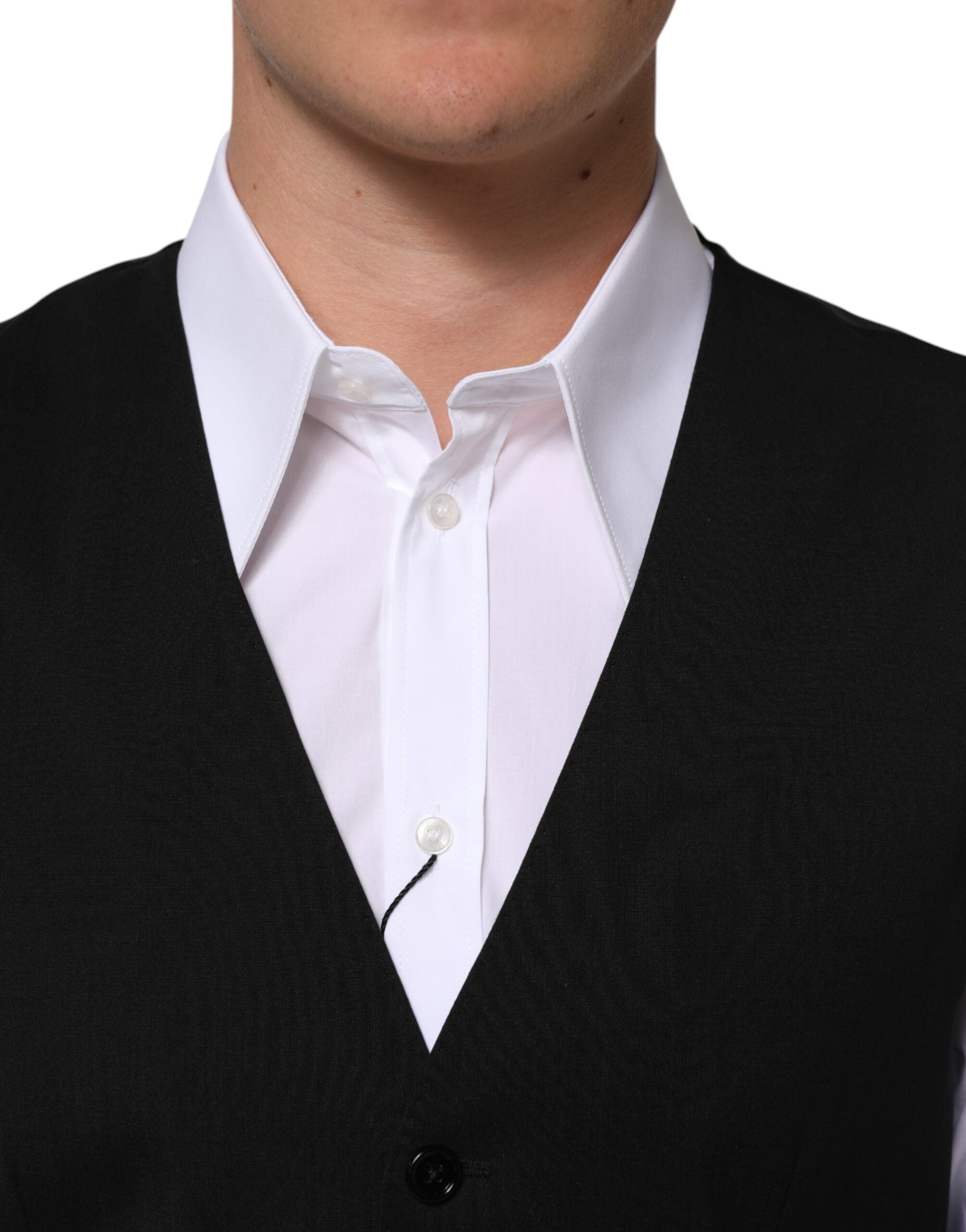 Dolce &amp; Gabbana Svart Ullklänning Formell Herrväst