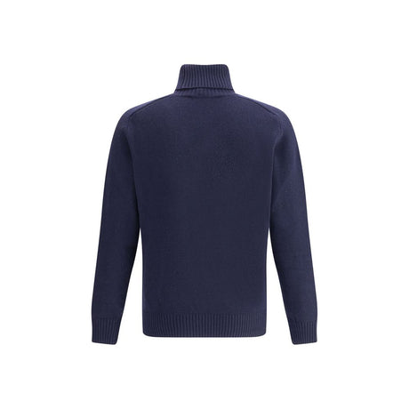 Brooksfield Blue Fleece Wool Turtleneck