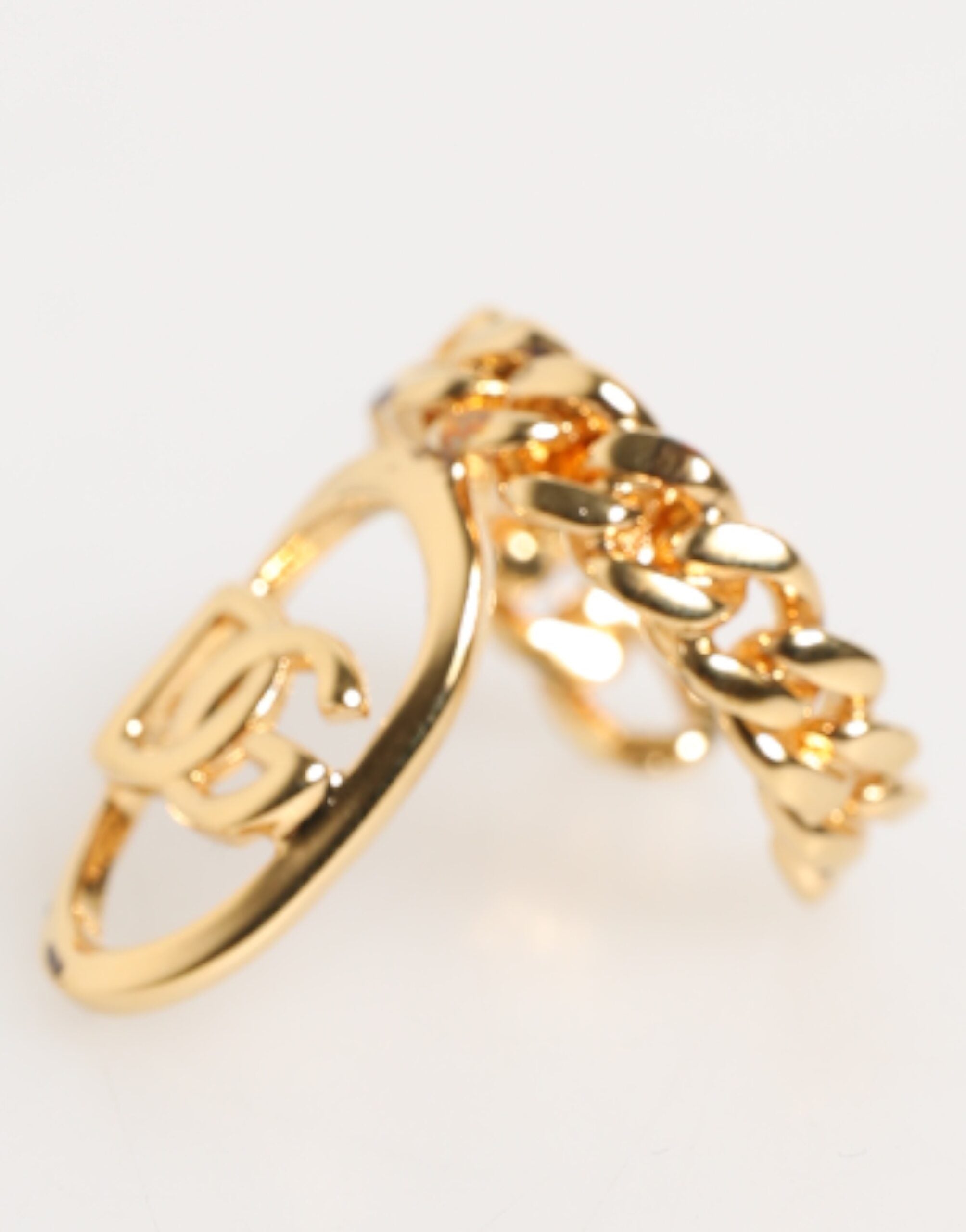 Dolce &amp; Gabbana guldfarvet messing oval DG logokæde justerbar ring