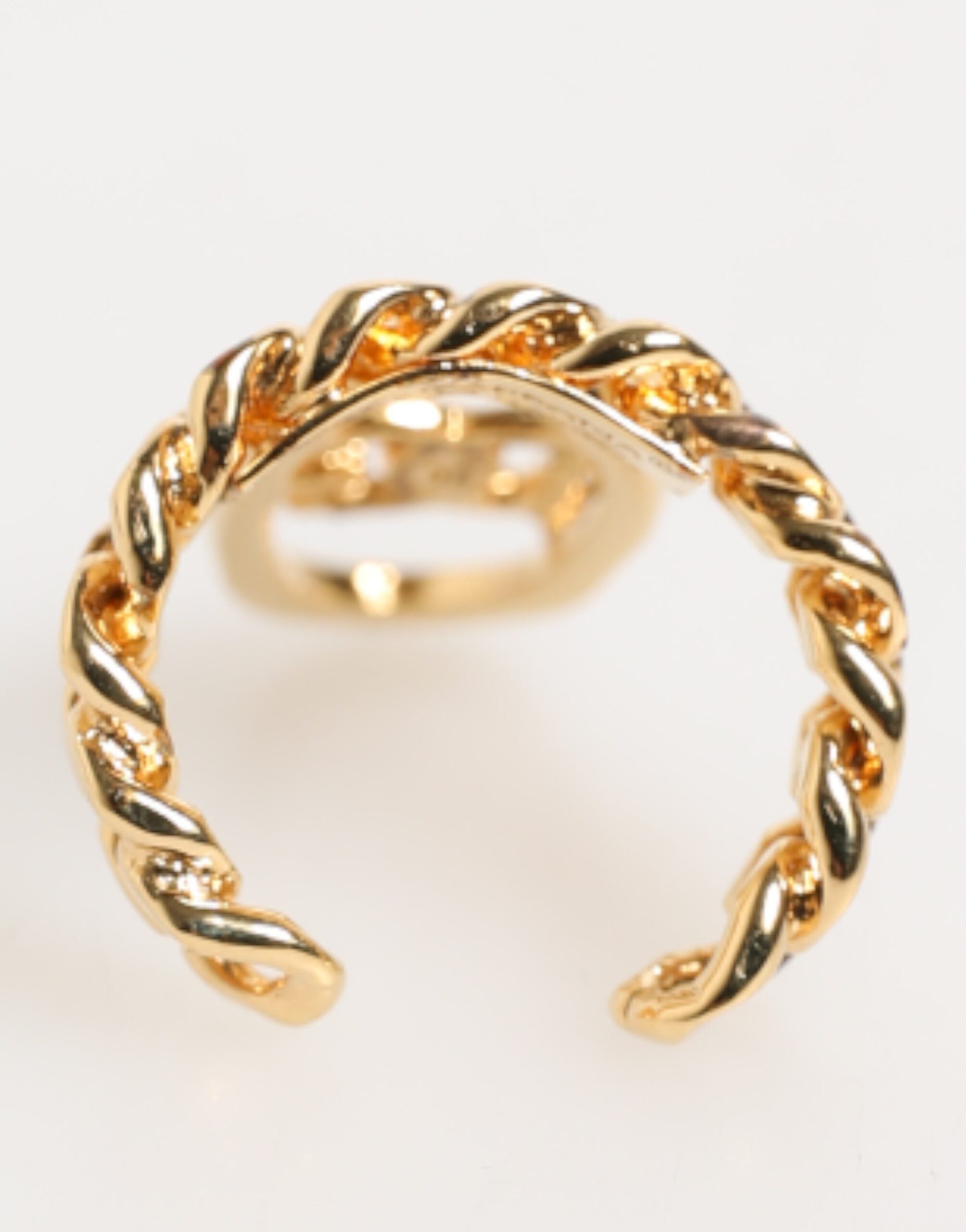 Dolce &amp; Gabbana guldfarvet messing oval DG logokæde justerbar ring