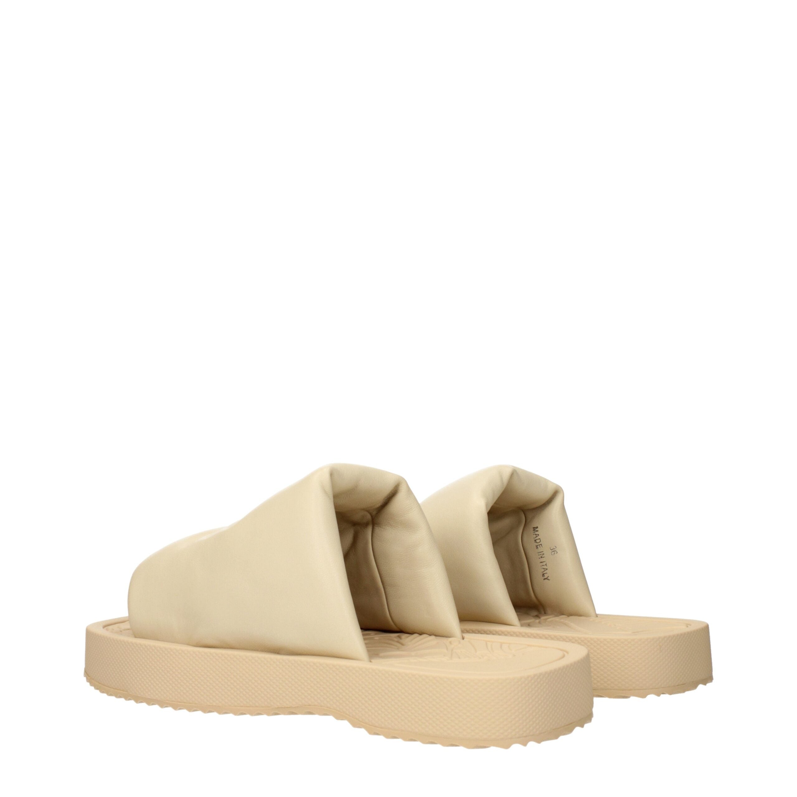 Burberry Beige Leather Slippers Sandals