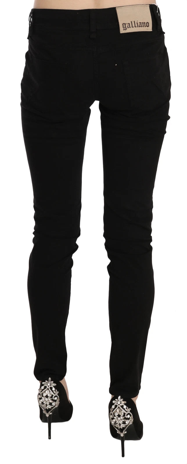 John Galliano Svarta Medellånga Slim Fit Skinny Jeans Med Mellanhög Midja 