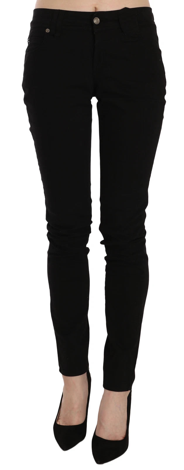 John Galliano Svarta Medellånga Slim Fit Skinny Jeans Med Mellanhög Midja 