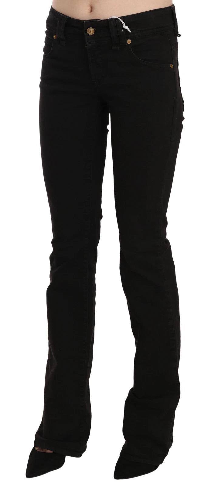 John Galliano Svarta Låg Midja Slim Ben Skinny Denimbyxor Casual Jeans 