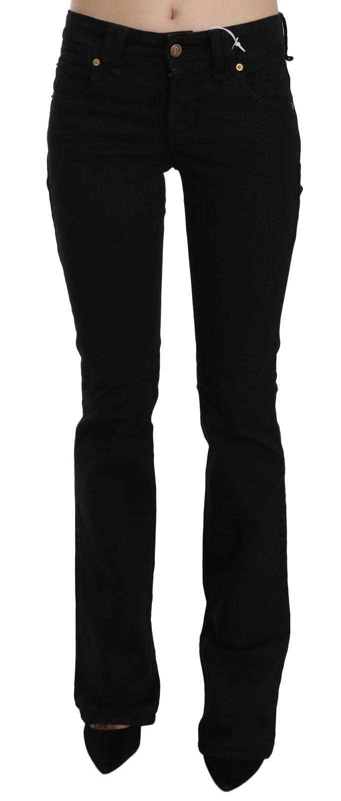 John Galliano Svarta Låg Midja Slim Ben Skinny Denimbyxor Casual Jeans 