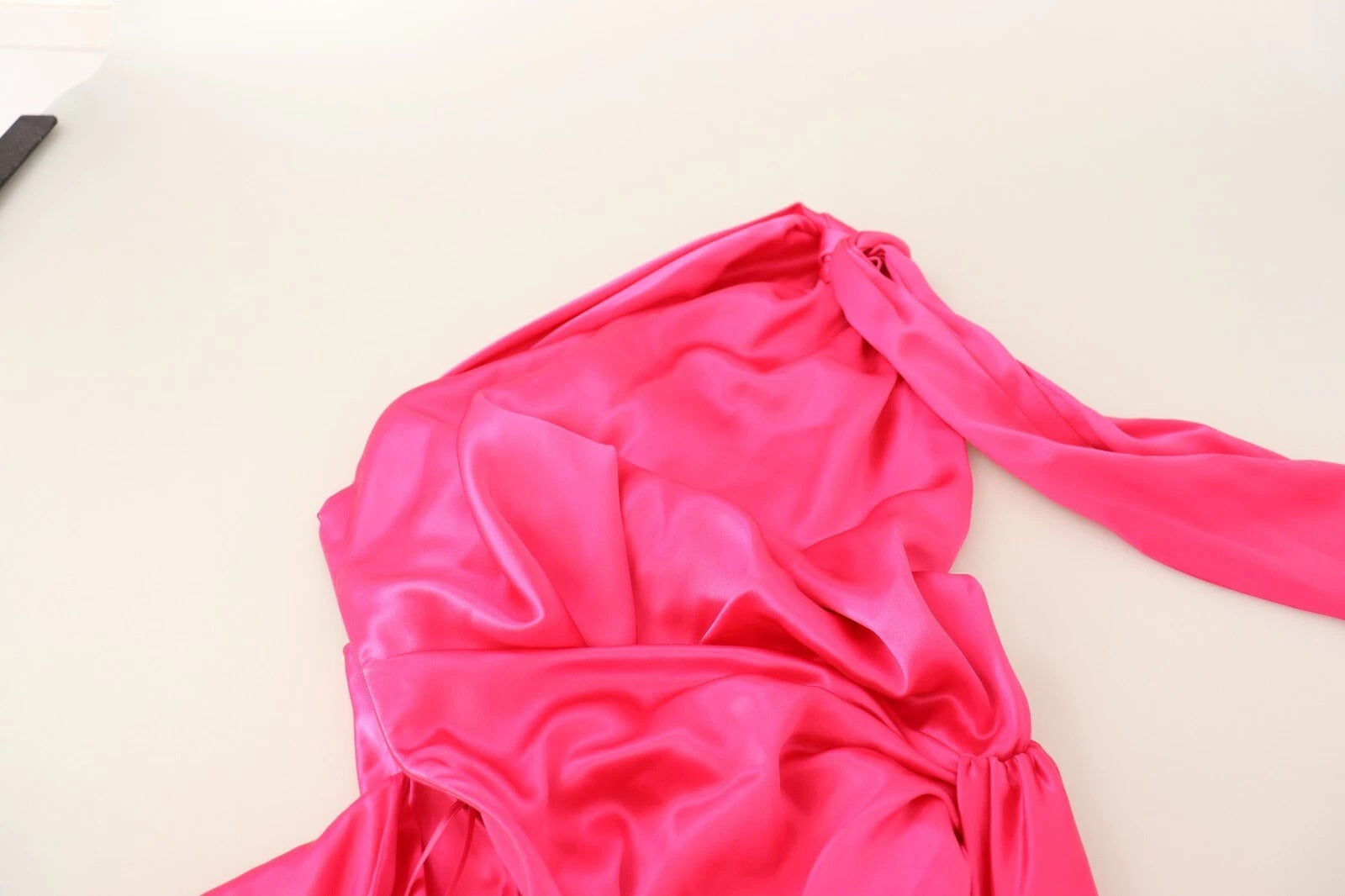 Dolce & Gabbana Pink Sheath Silk Bow Open Shoulder Dress