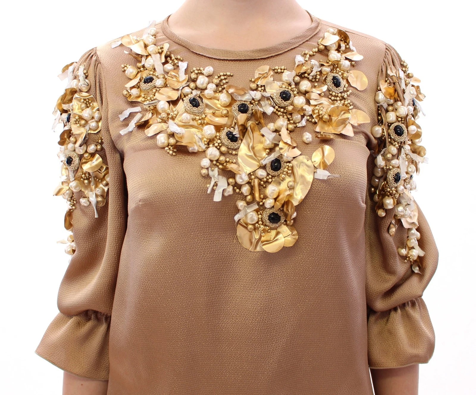 Dolce &amp; Gabbana Guld SPECIAL Piece Runway Krystalbluse