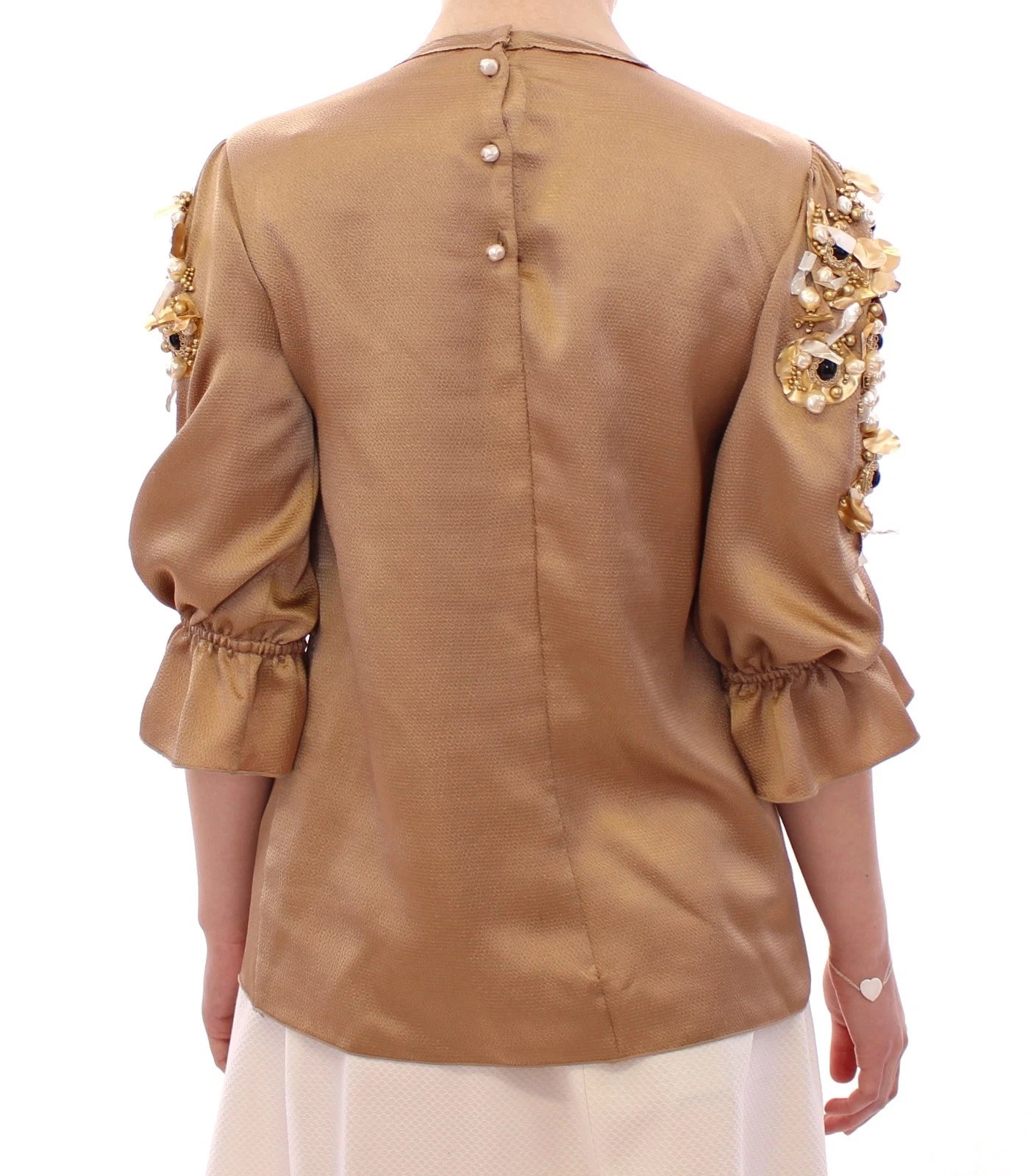 Dolce &amp; Gabbana Guld SPECIAL Piece Runway Krystalbluse