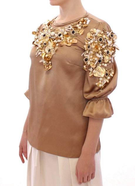 Dolce &amp; Gabbana Guld SPECIAL Piece Runway Krystalbluse
