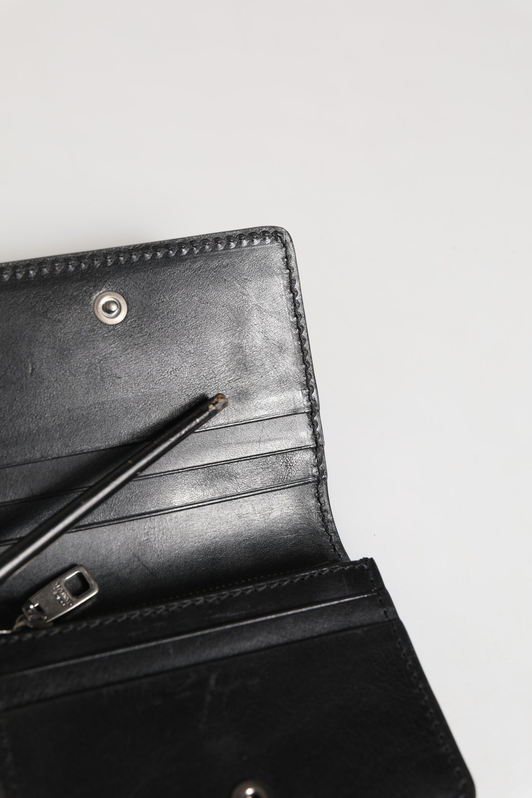 Dolce &amp; Gabbana Sort Læder Bifold Kortholder Herre Møntpung Nøgleklips Pung