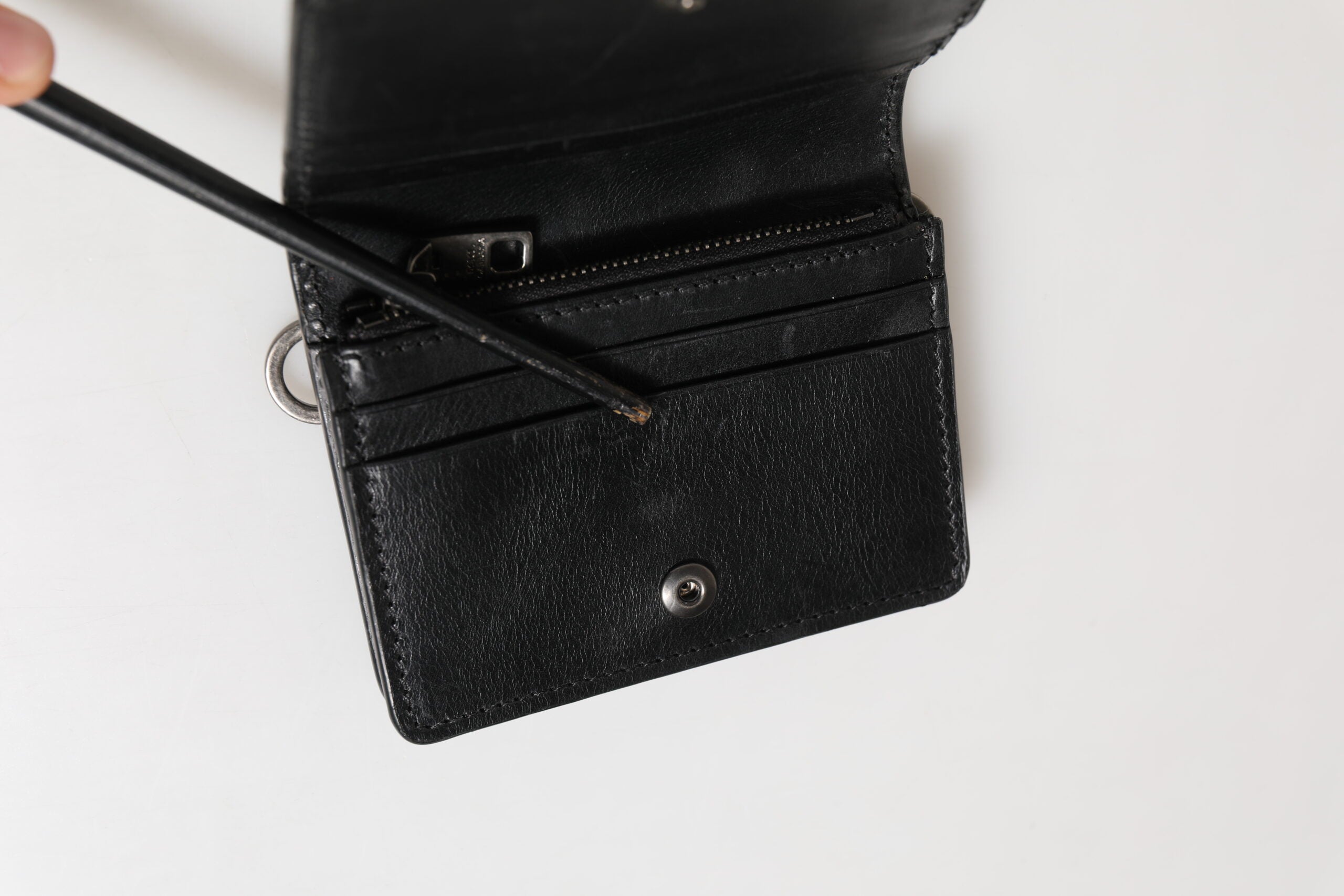 Dolce &amp; Gabbana Sort Læder Bifold Kortholder Herre Møntpung Nøgleklips Pung