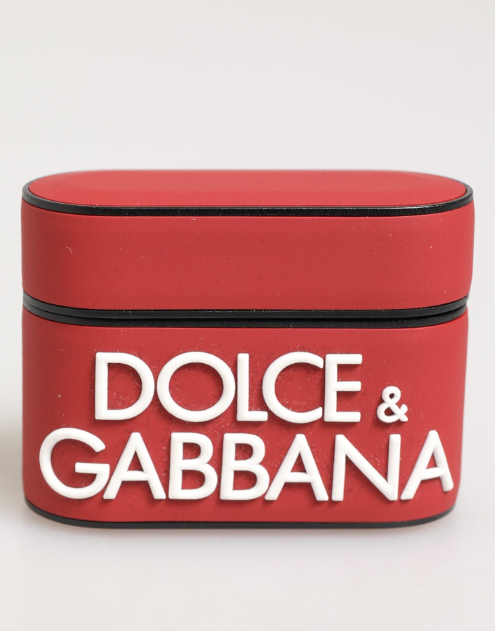 Dolce &amp; Gabbana Rød/Hvid Silikone-Etui med Præget Logo til Airpods