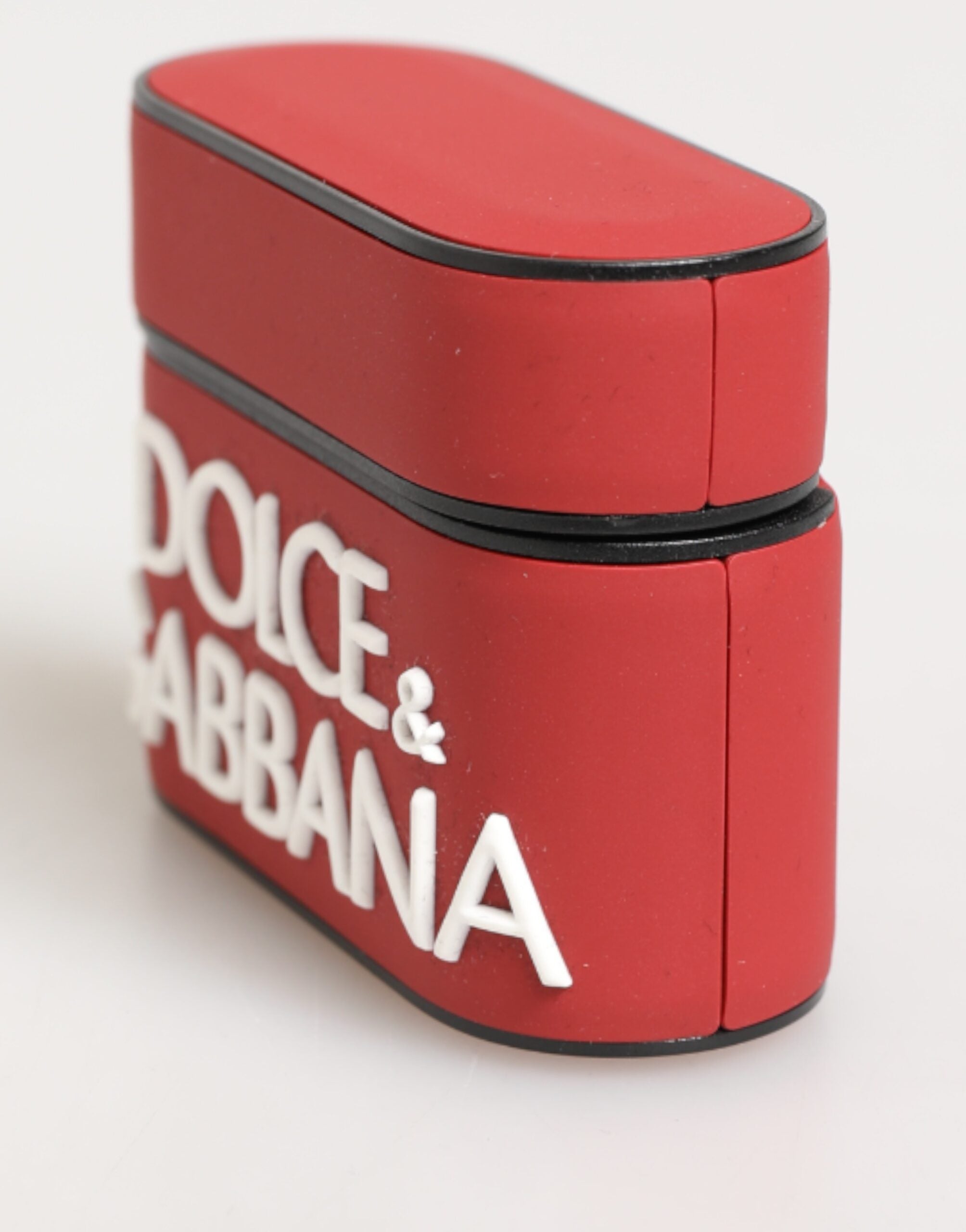Dolce &amp; Gabbana Rød/Hvid Silikone-Etui med Præget Logo til Airpods