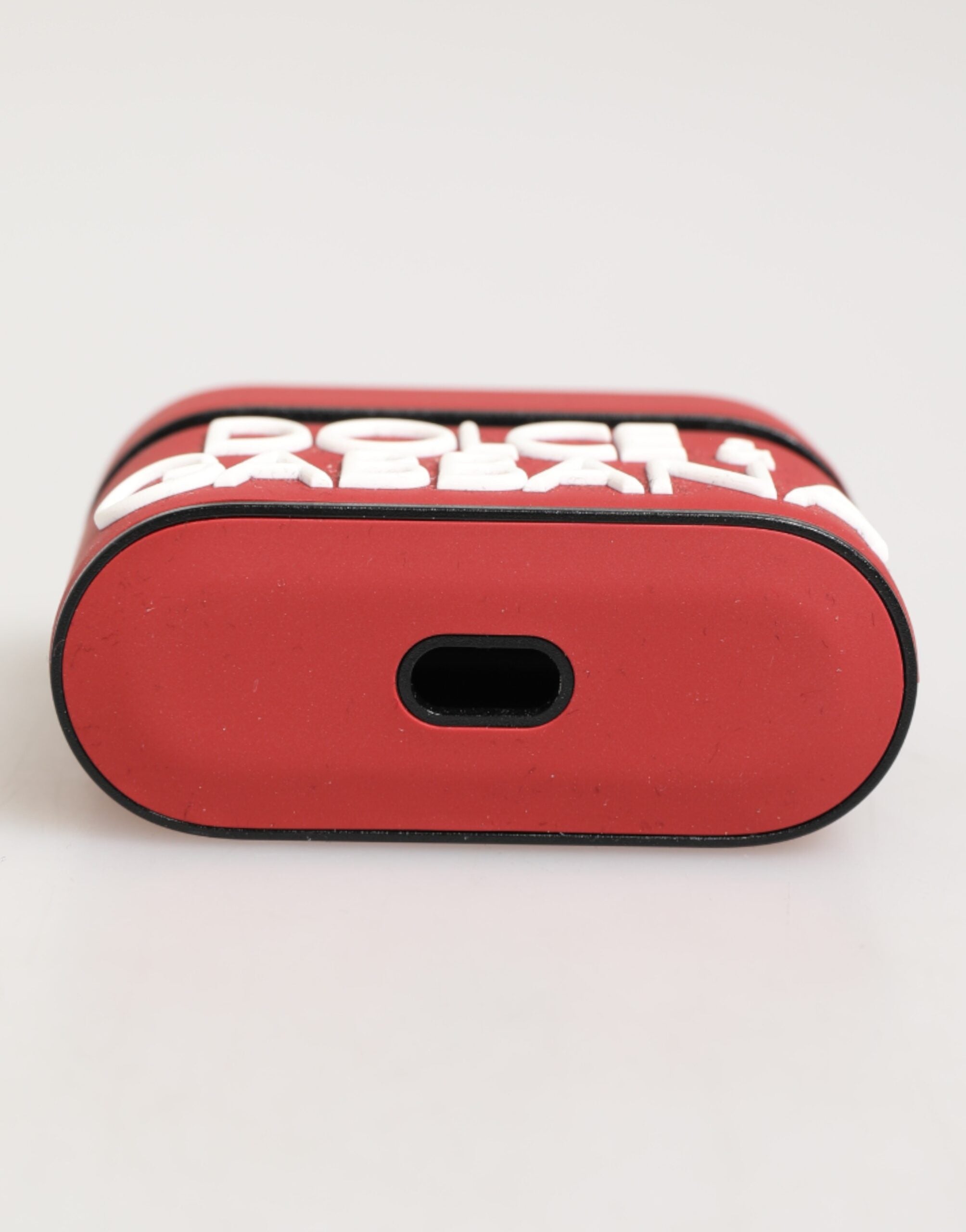 Dolce &amp; Gabbana Rød/Hvid Silikone-Etui med Præget Logo til Airpods