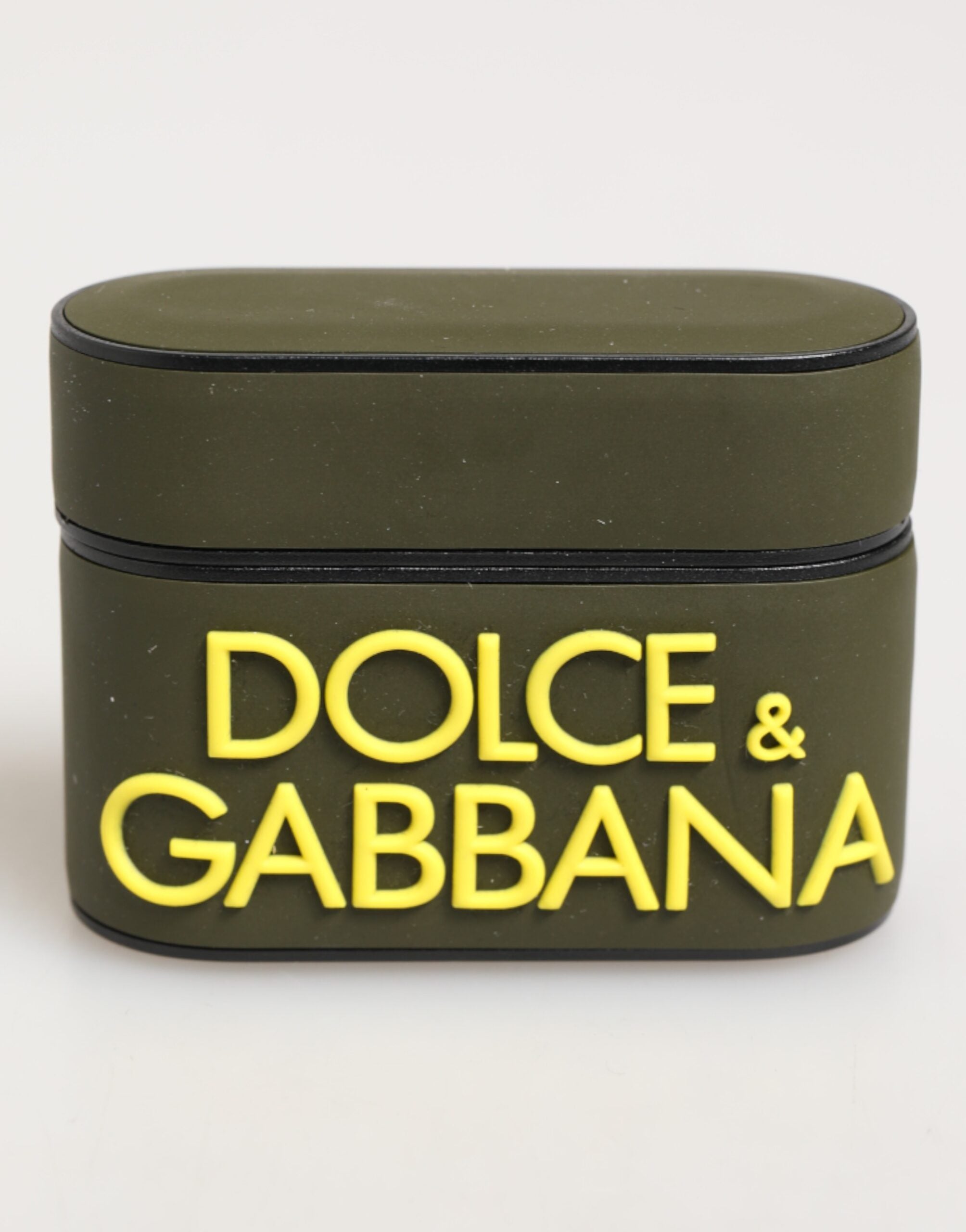 Dolce &amp; Gabbana Armégrönt Gummifodral med Präglad Logotyp och Tillbehör för Airpods