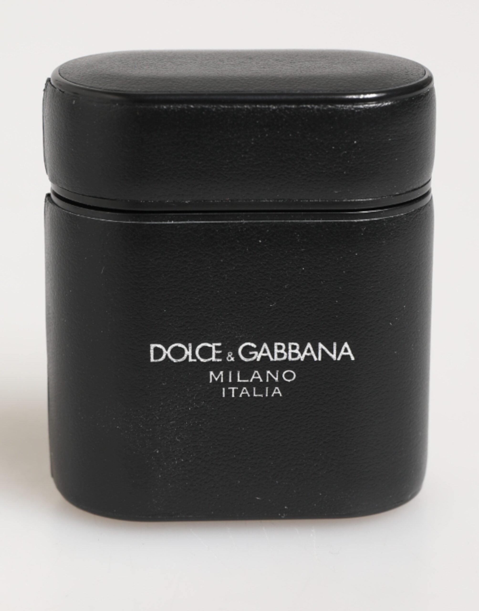 Dolce &amp; Gabbana sort kalveskind læder Logo Print Flip Holder Airpods etui