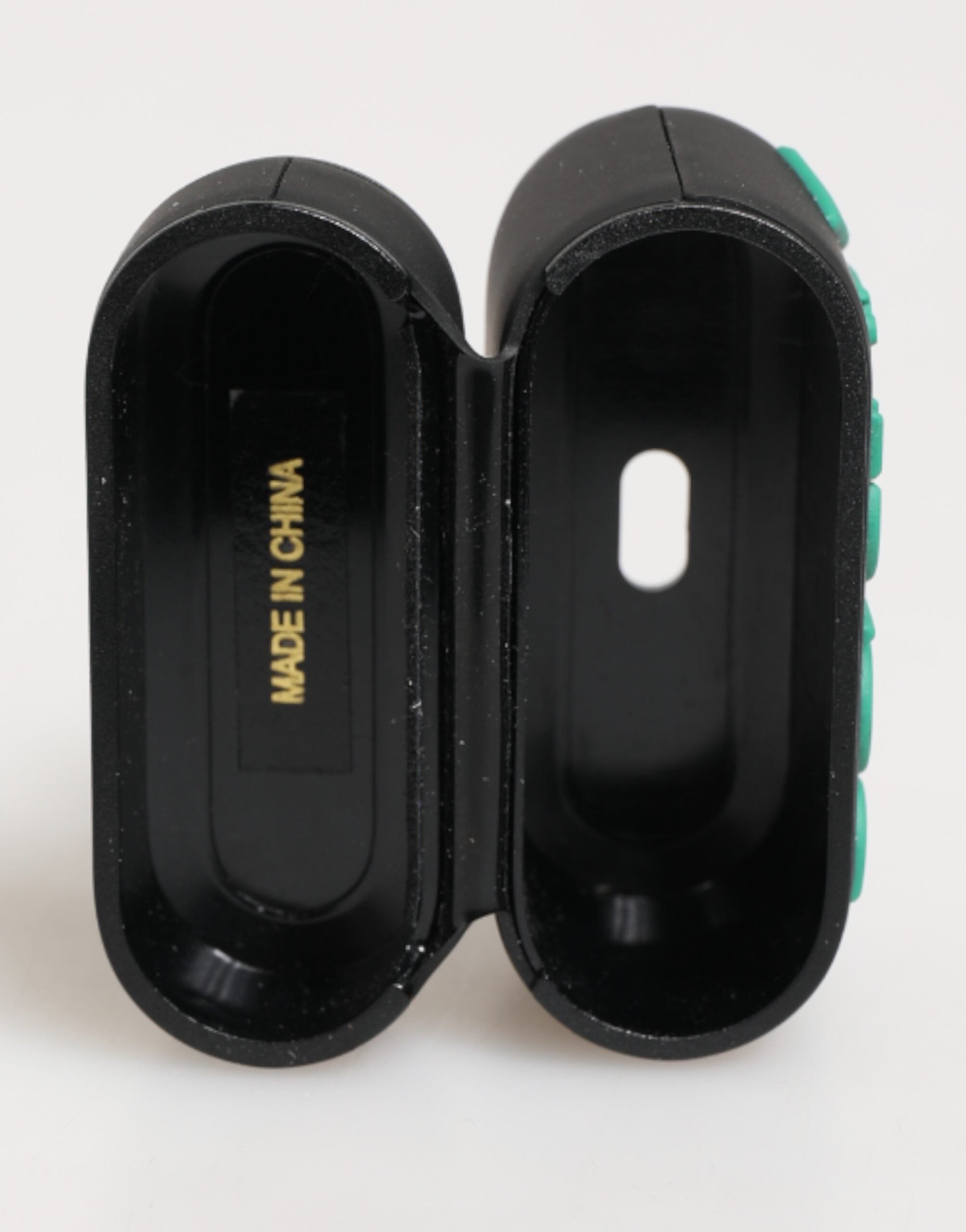 Dolce &amp; Gabbana Sort Mint Gummi-Etui med Præget Logo og Tilbehør til Airpods