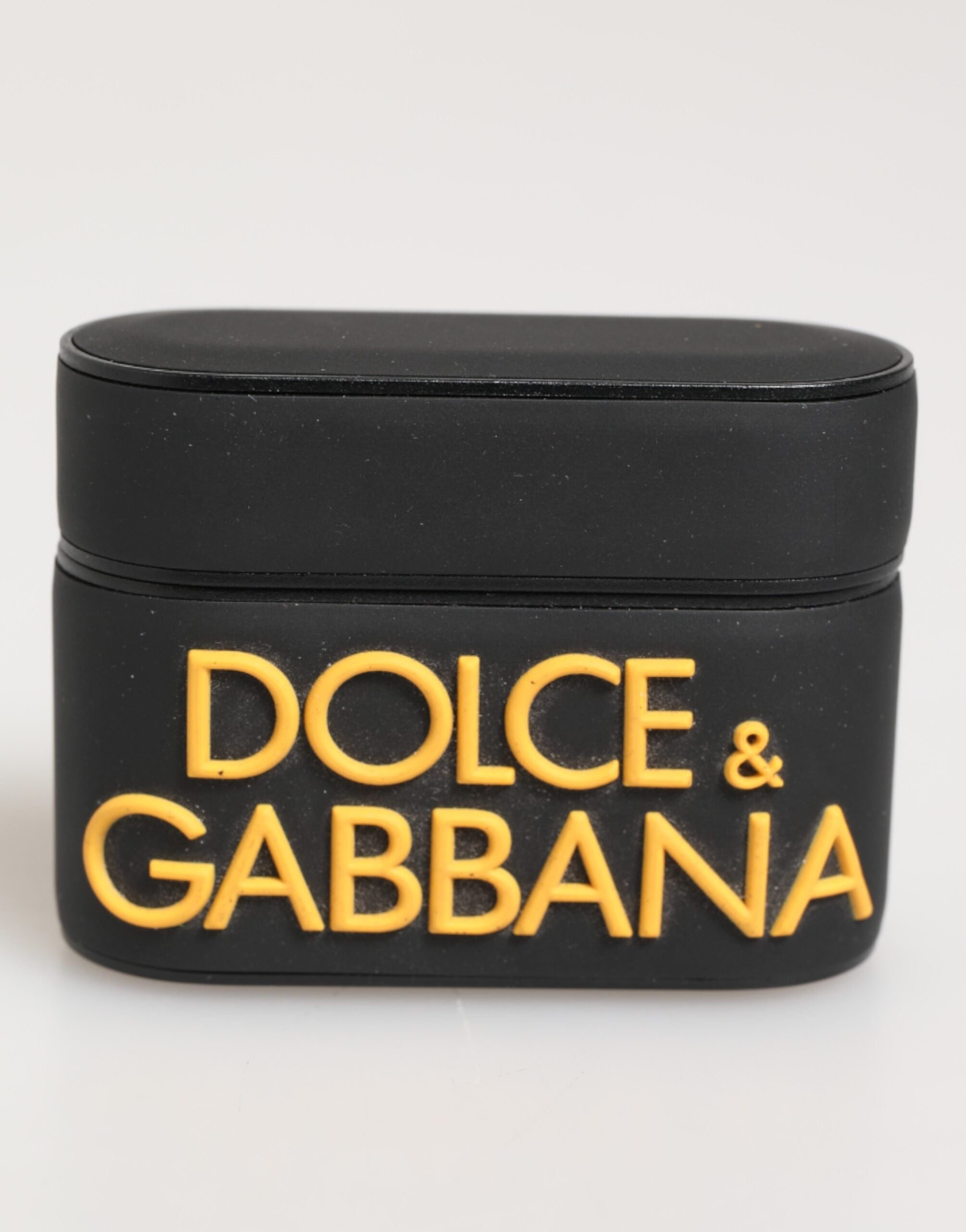 Dolce &amp; Gabbana Svart Gult Gummifodral med Präglad Logotyp Tillbehör för Airpods
