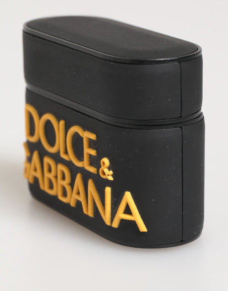 Dolce &amp; Gabbana Svart Gult Gummifodral med Präglad Logotyp Tillbehör för Airpods