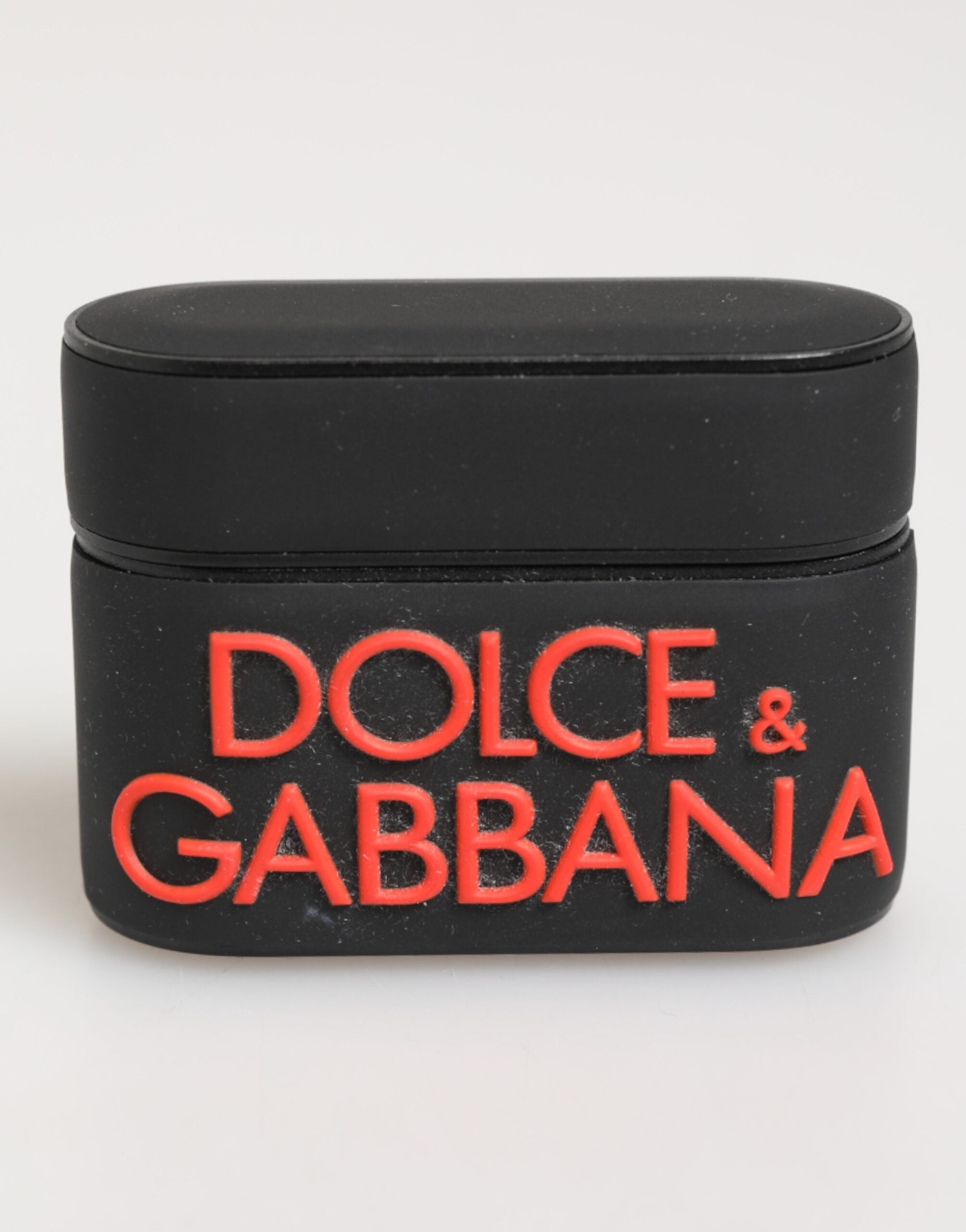 Dolce &amp; Gabbana Svart Orange Gummifodral med Präglad Logotyp och Tillbehör till Airpods