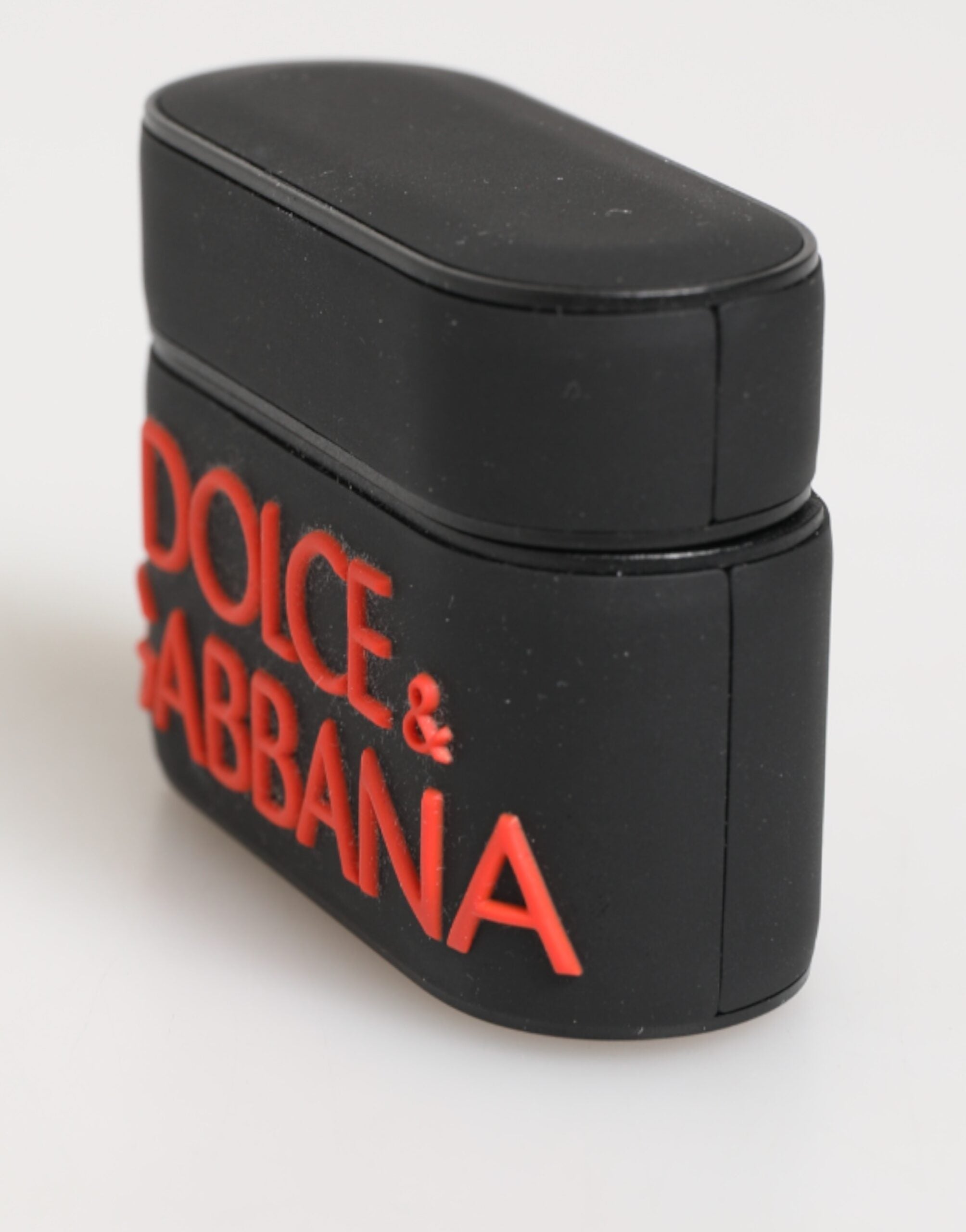 Dolce &amp; Gabbana Svart Orange Gummifodral med Präglad Logotyp och Tillbehör till Airpods