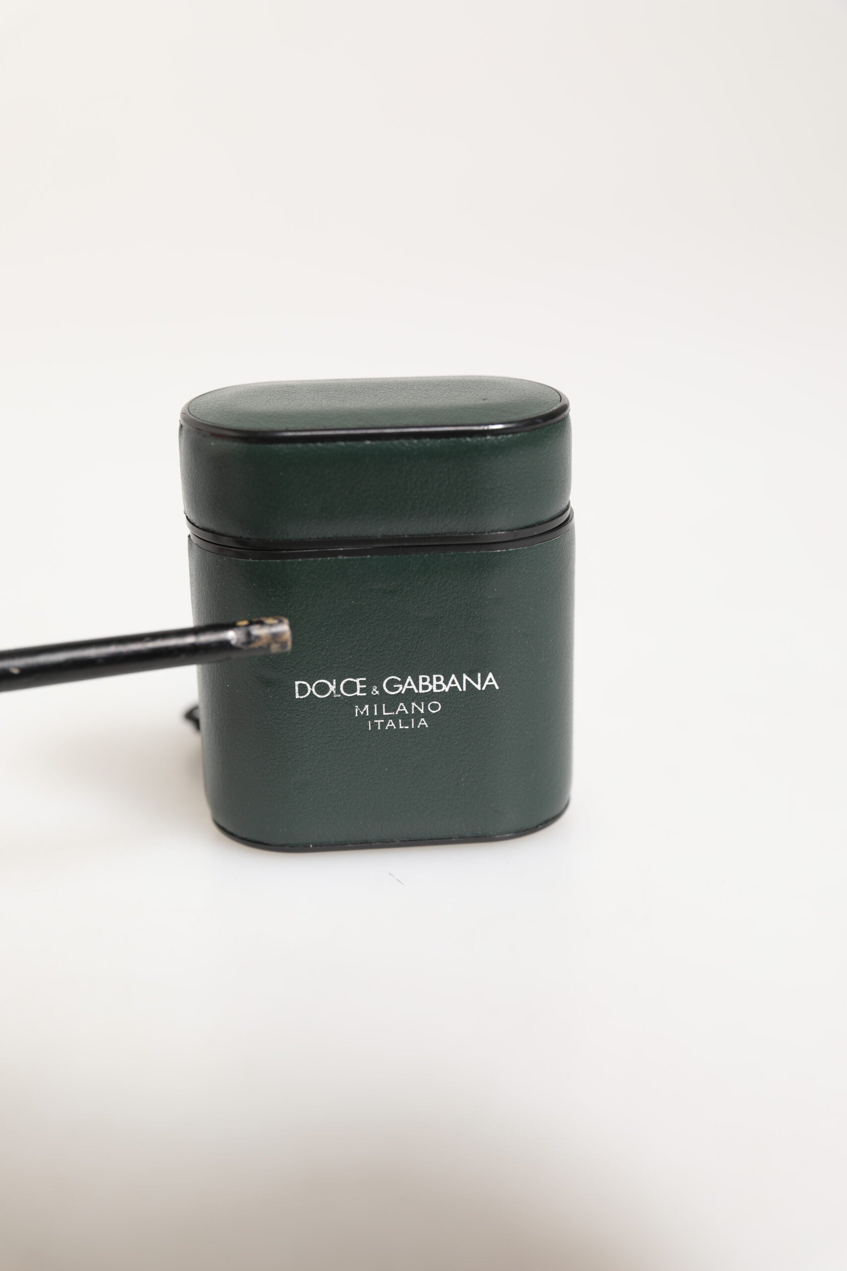 Dolce &amp; Gabbana Armégrönt Kalvskinnsfodral med Logotyp och Airpods-fodral