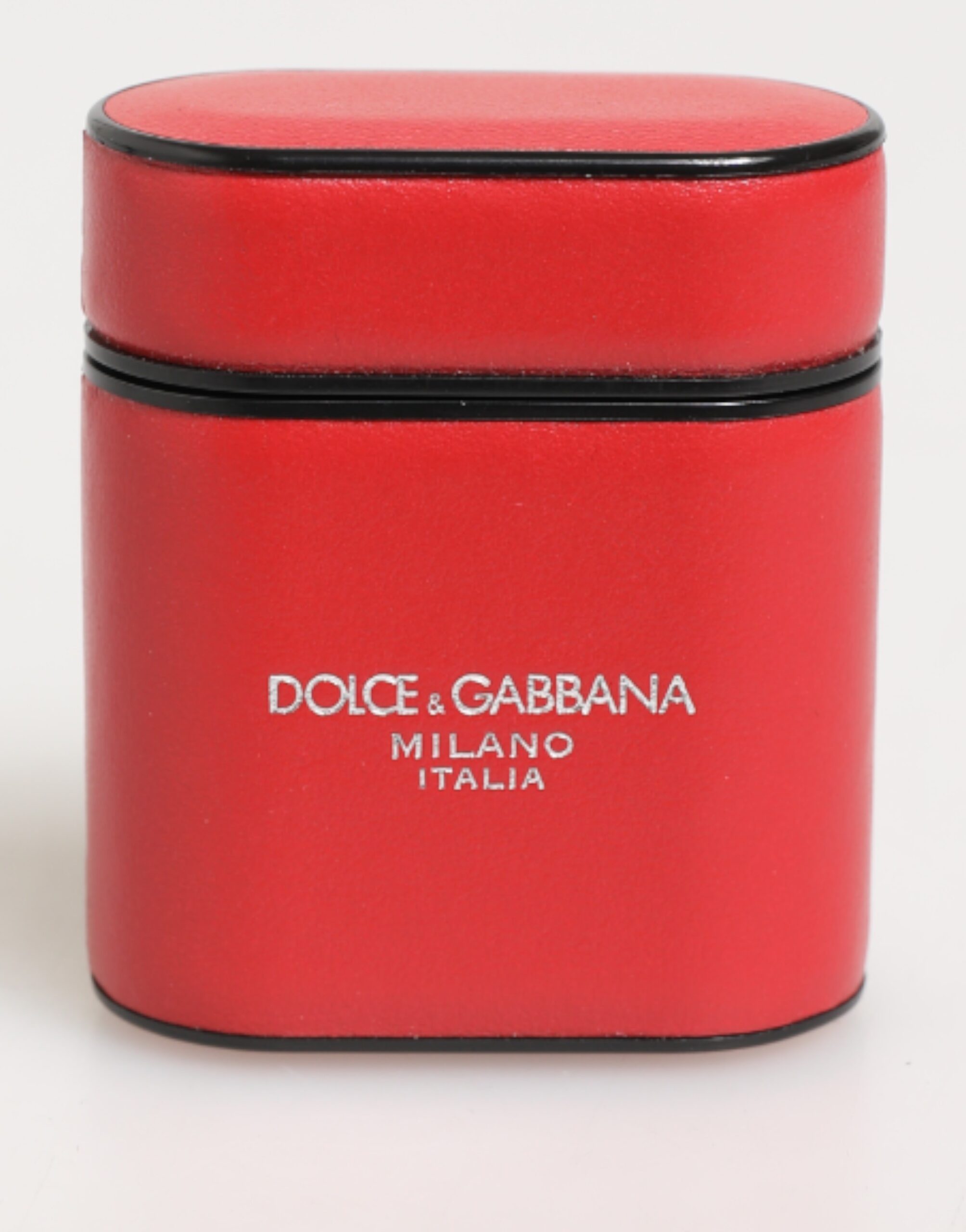Dolce &amp; Gabbana Rött Vitt Kalvskinnsläder Med Logotyp Flipfodral Till Airpods