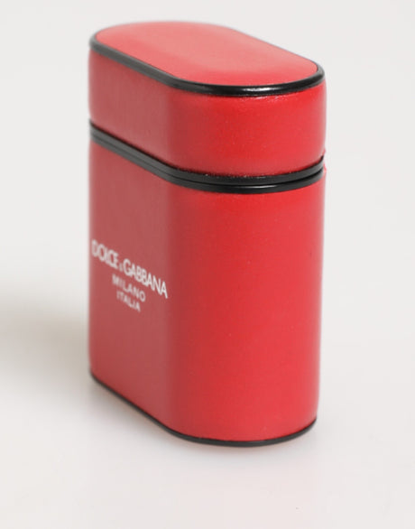 Dolce &amp; Gabbana Rött Vitt Kalvskinnsläder Med Logotyp Flipfodral Till Airpods