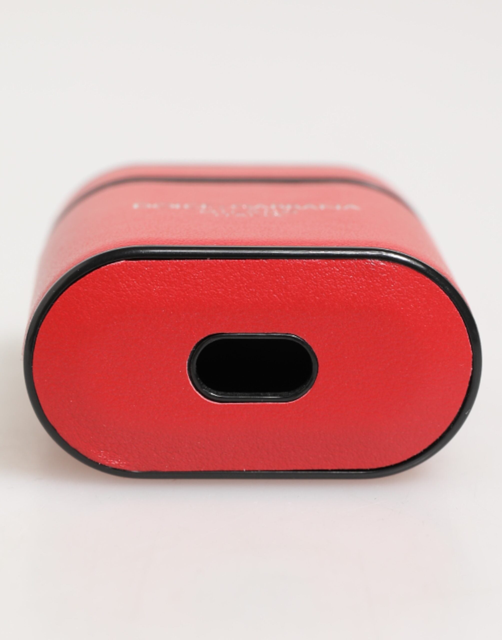 Dolce &amp; Gabbana Rött Vitt Kalvskinnsläder Med Logotyp Flipfodral Till Airpods