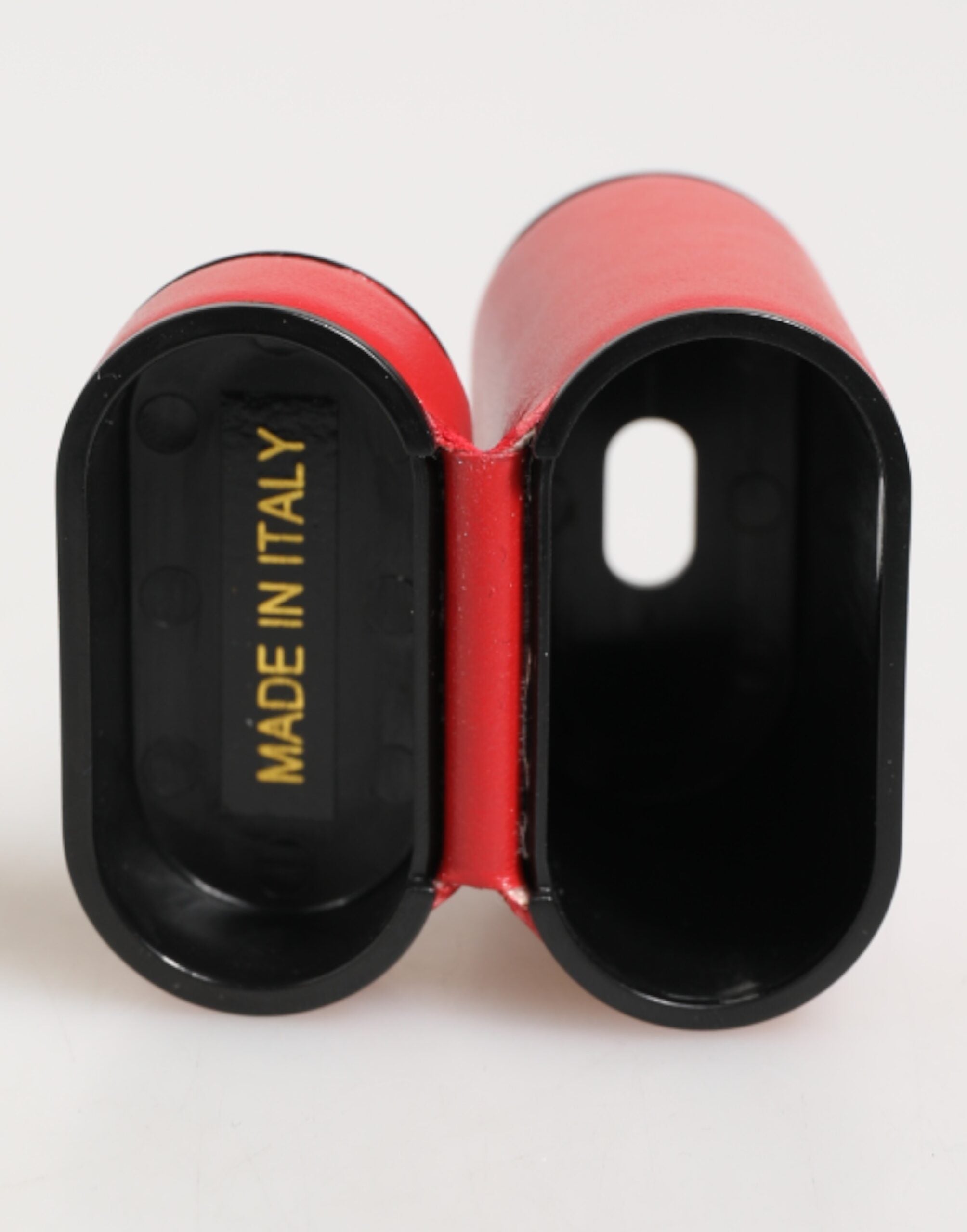 Dolce &amp; Gabbana Rött Vitt Kalvskinnsläder Med Logotyp Flipfodral Till Airpods