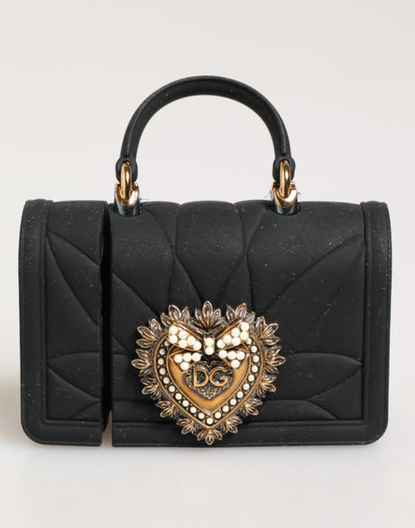 Dolce & Gabbana Black Silicone Devotion Heart Cover Hand Bag Airpod Case