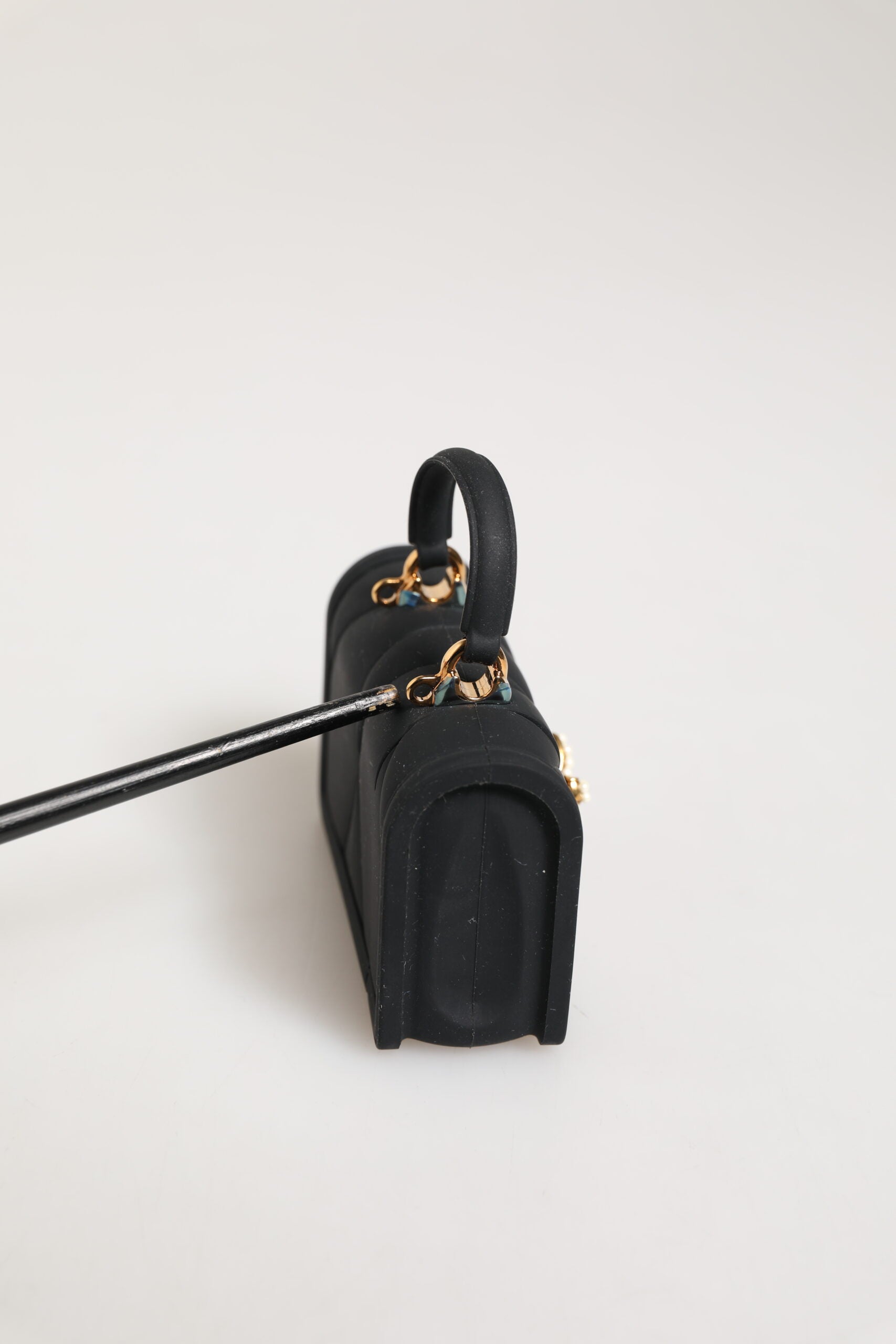 Dolce & Gabbana Black Silicone Devotion Heart Cover Hand Bag Airpod Case