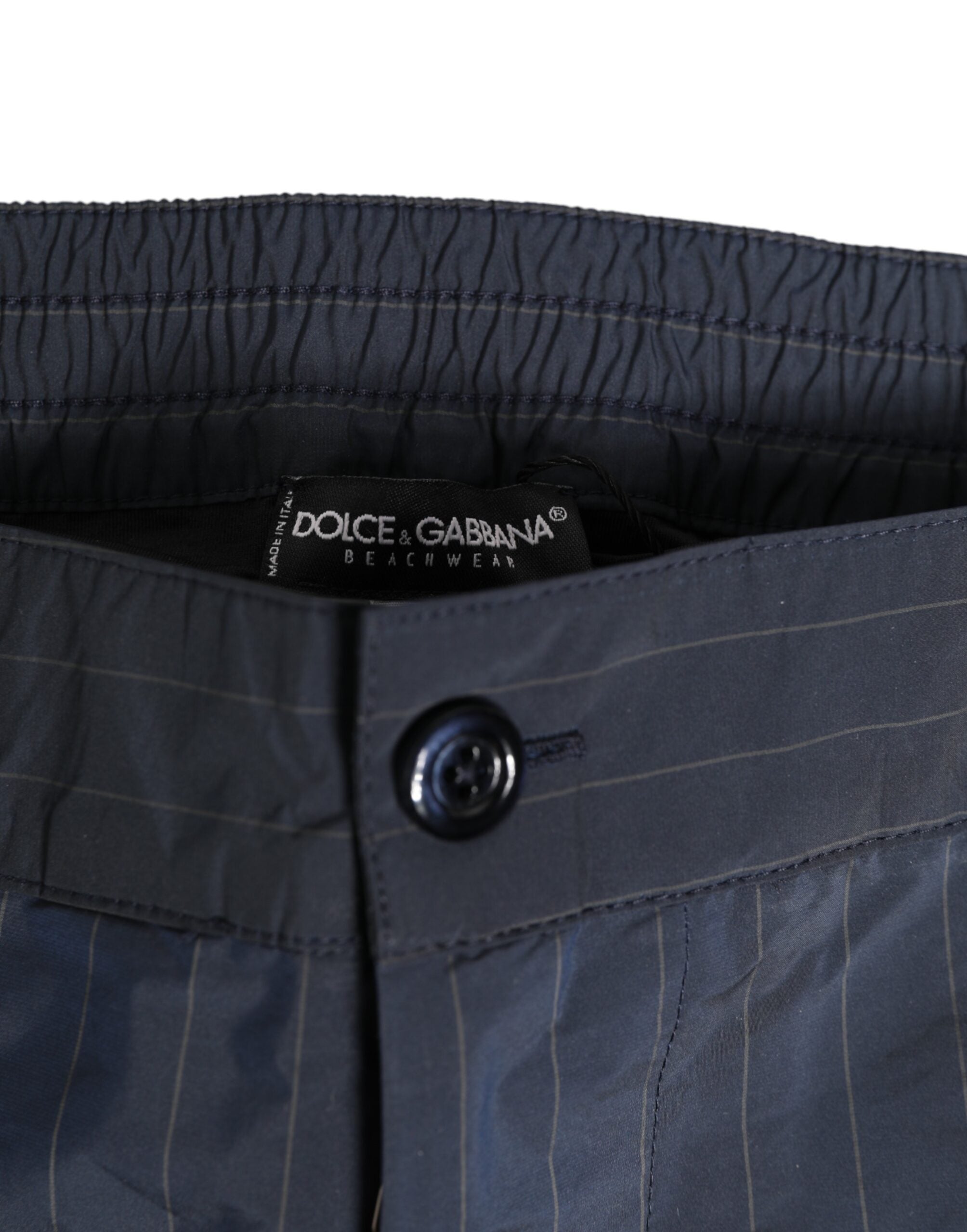 Dolce &amp; Gabbana Marineblå Polyester Pinstribede Herreshorts Badetøj