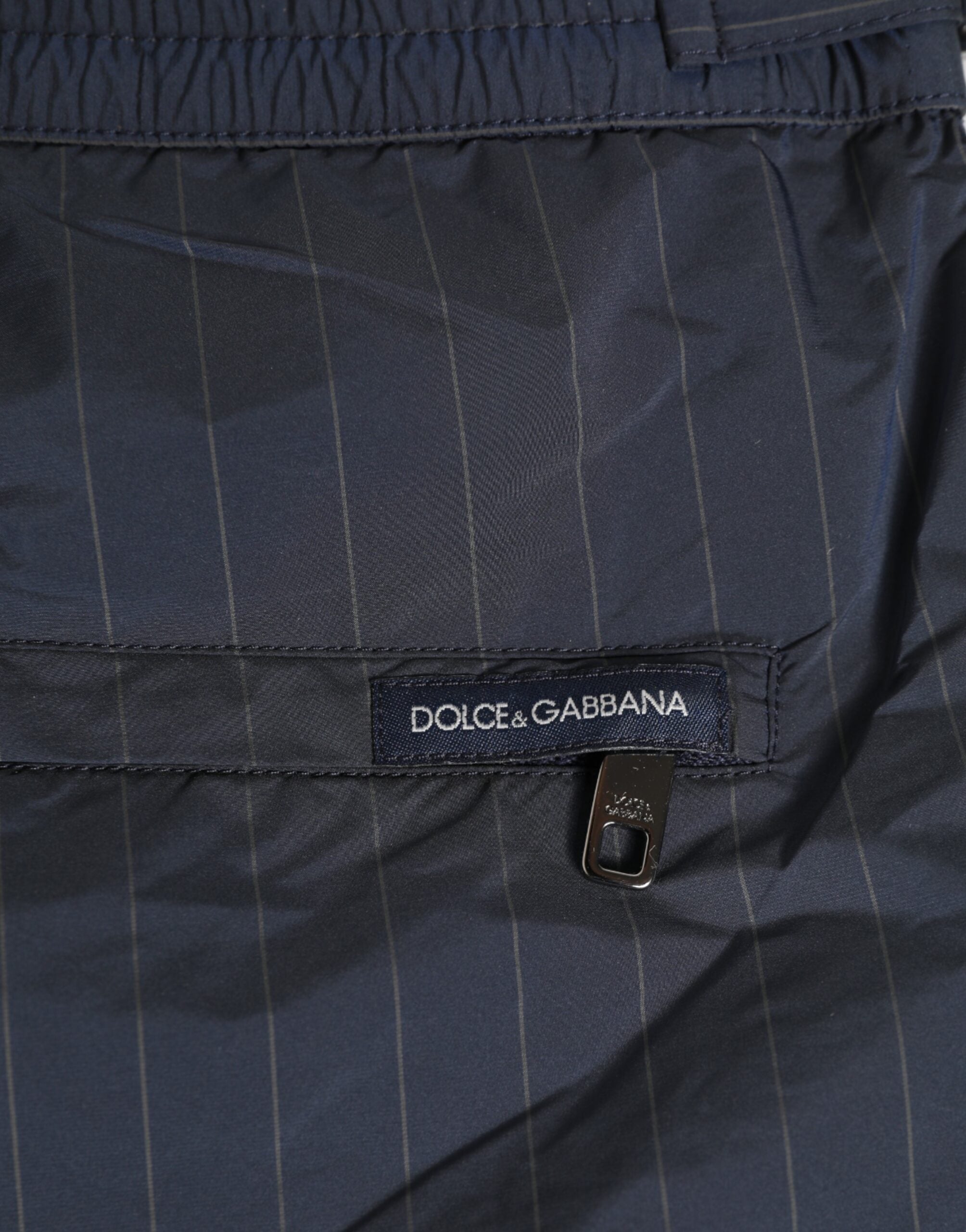 Dolce &amp; Gabbana Marineblå Polyester Pinstribede Herreshorts Badetøj