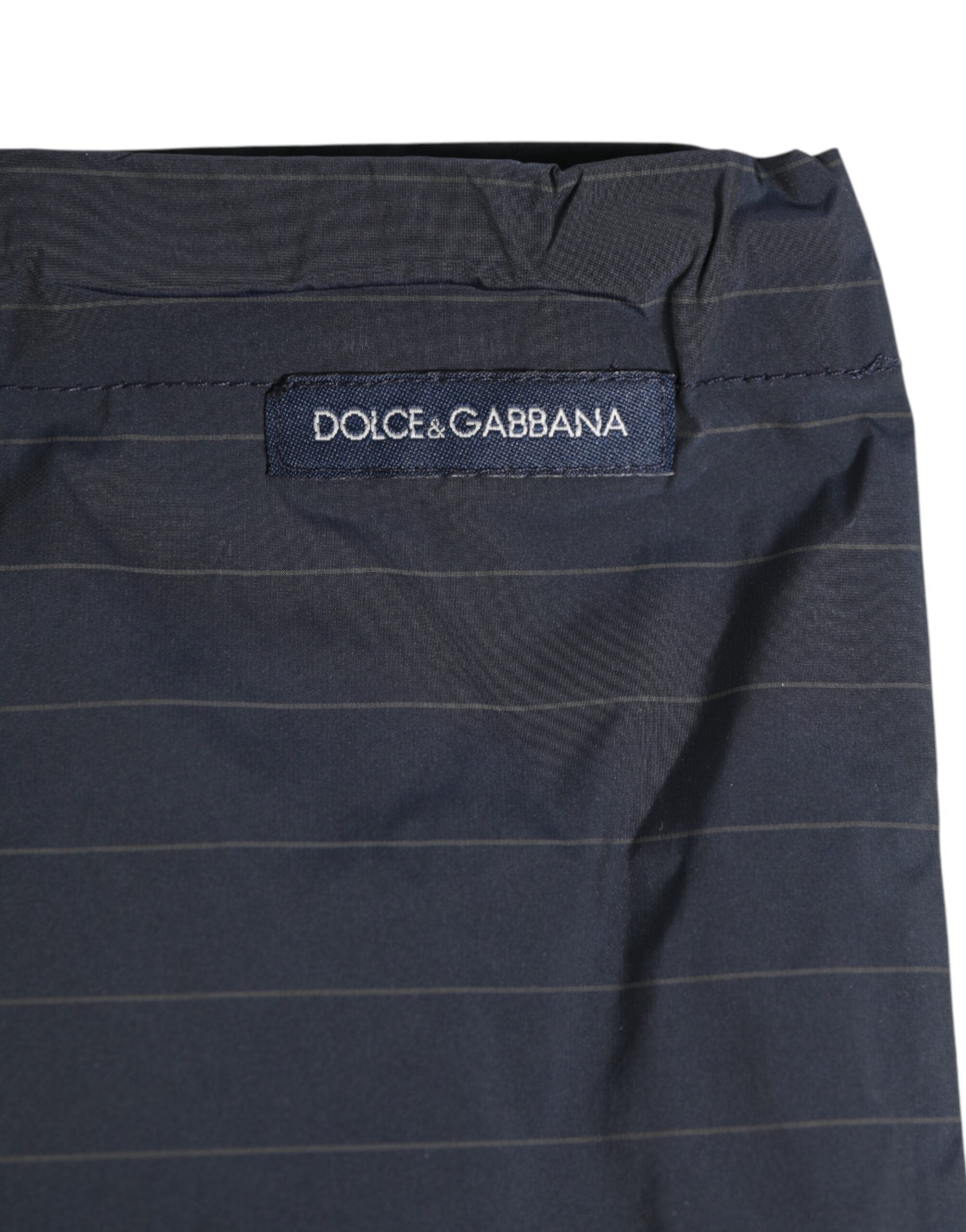 Dolce &amp; Gabbana Marineblå Polyester Pinstribede Herreshorts Badetøj