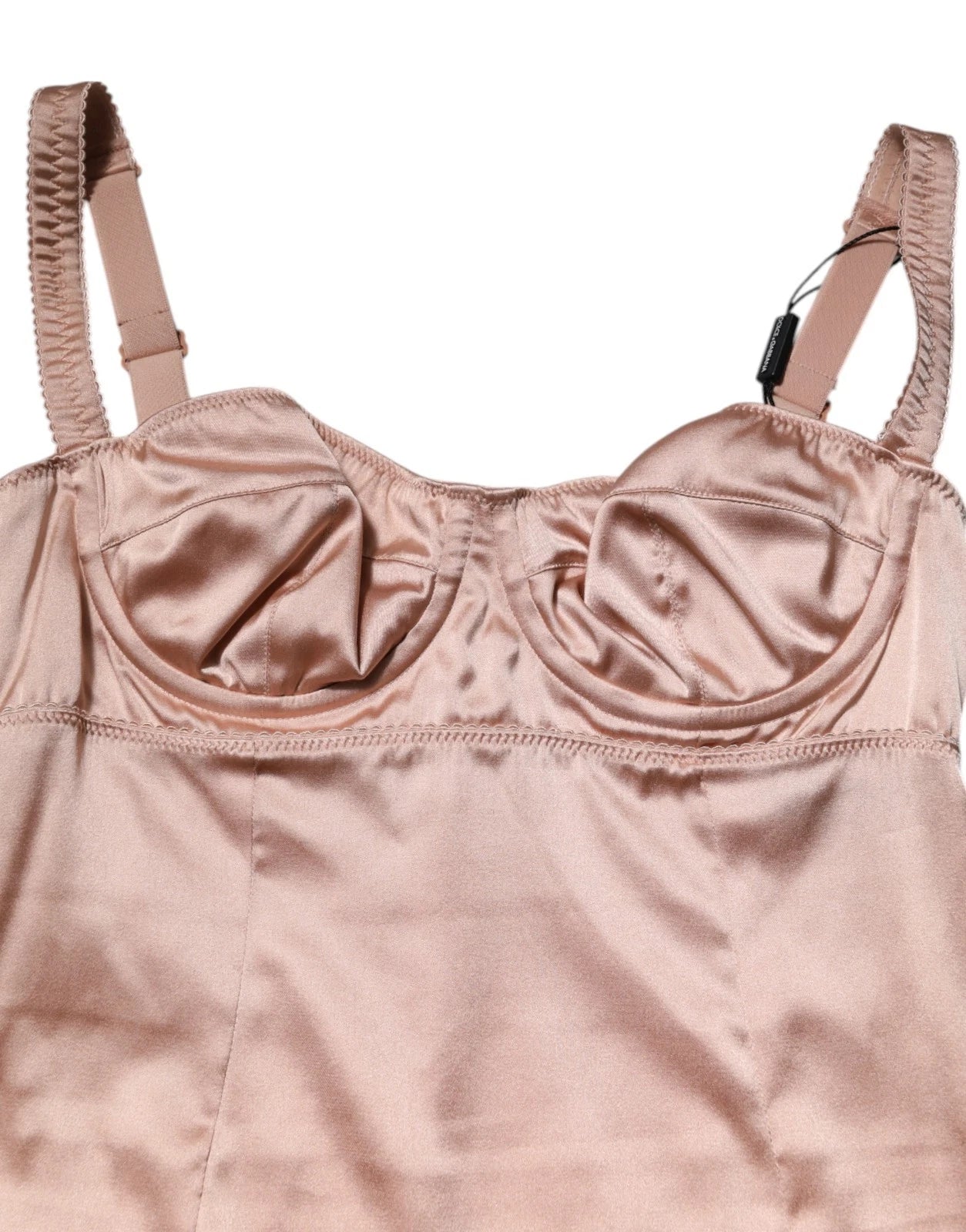 Dolce &amp; Gabbana Rosa Siden-Satin Bustier Midi Bodycon-klänning