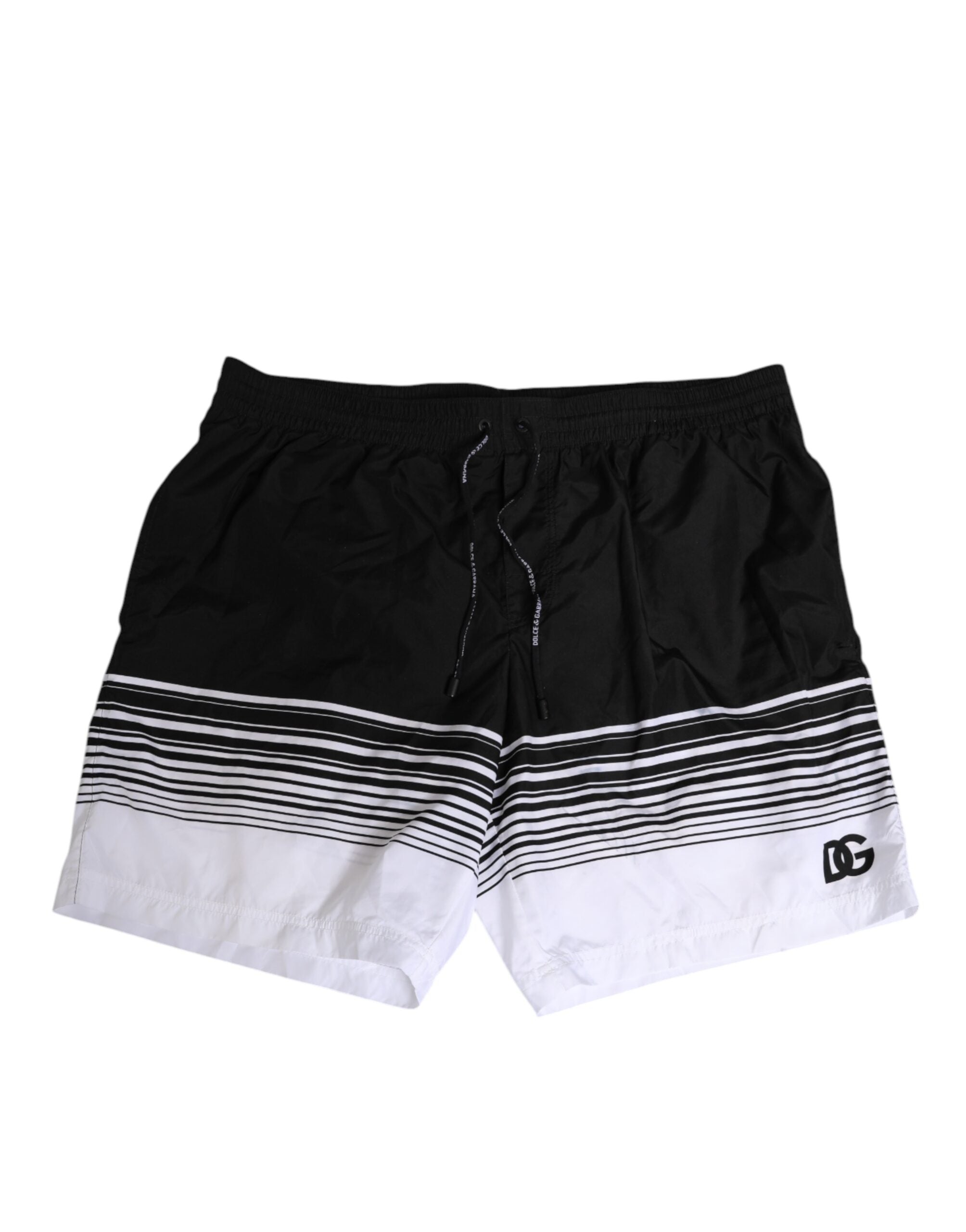 Dolce &amp; Gabbana Sort/Hvid Stribet DG Logo Herre Kort Badetøj