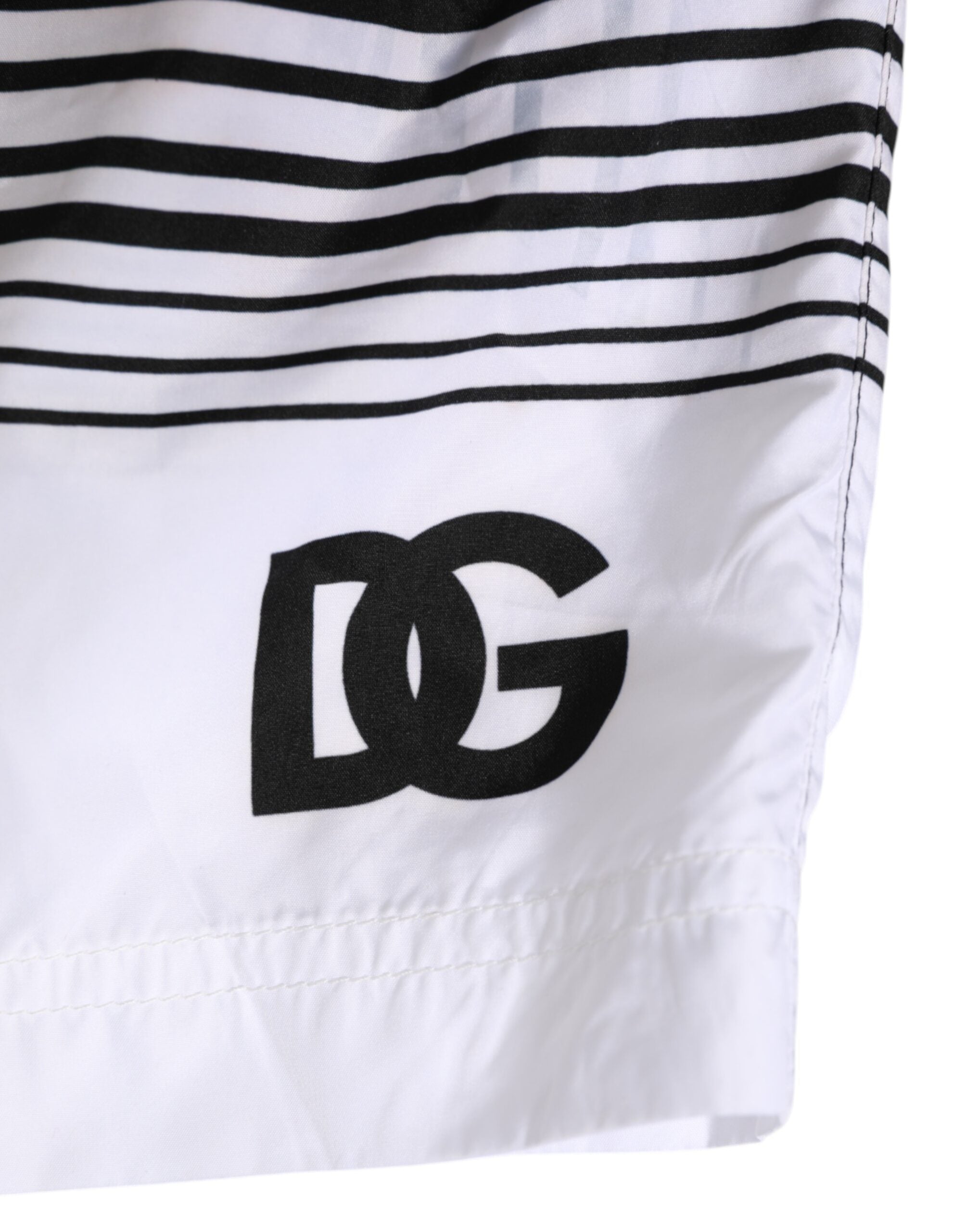 Dolce &amp; Gabbana Sort/Hvid Stribet DG Logo Herre Kort Badetøj