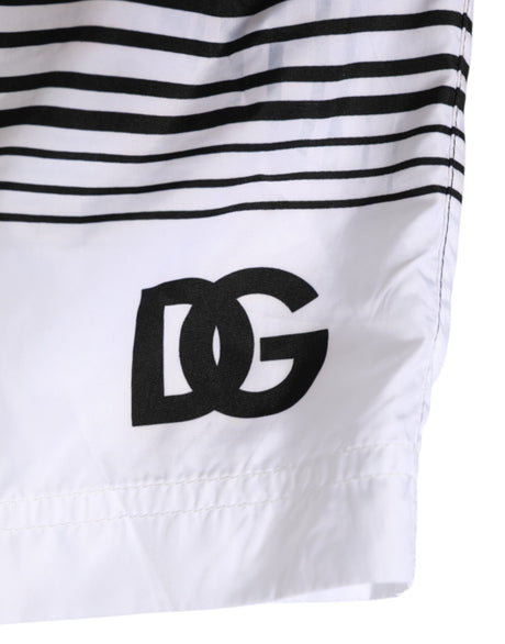 Dolce &amp; Gabbana Sort/Hvid Stribet DG Logo Herre Kort Badetøj