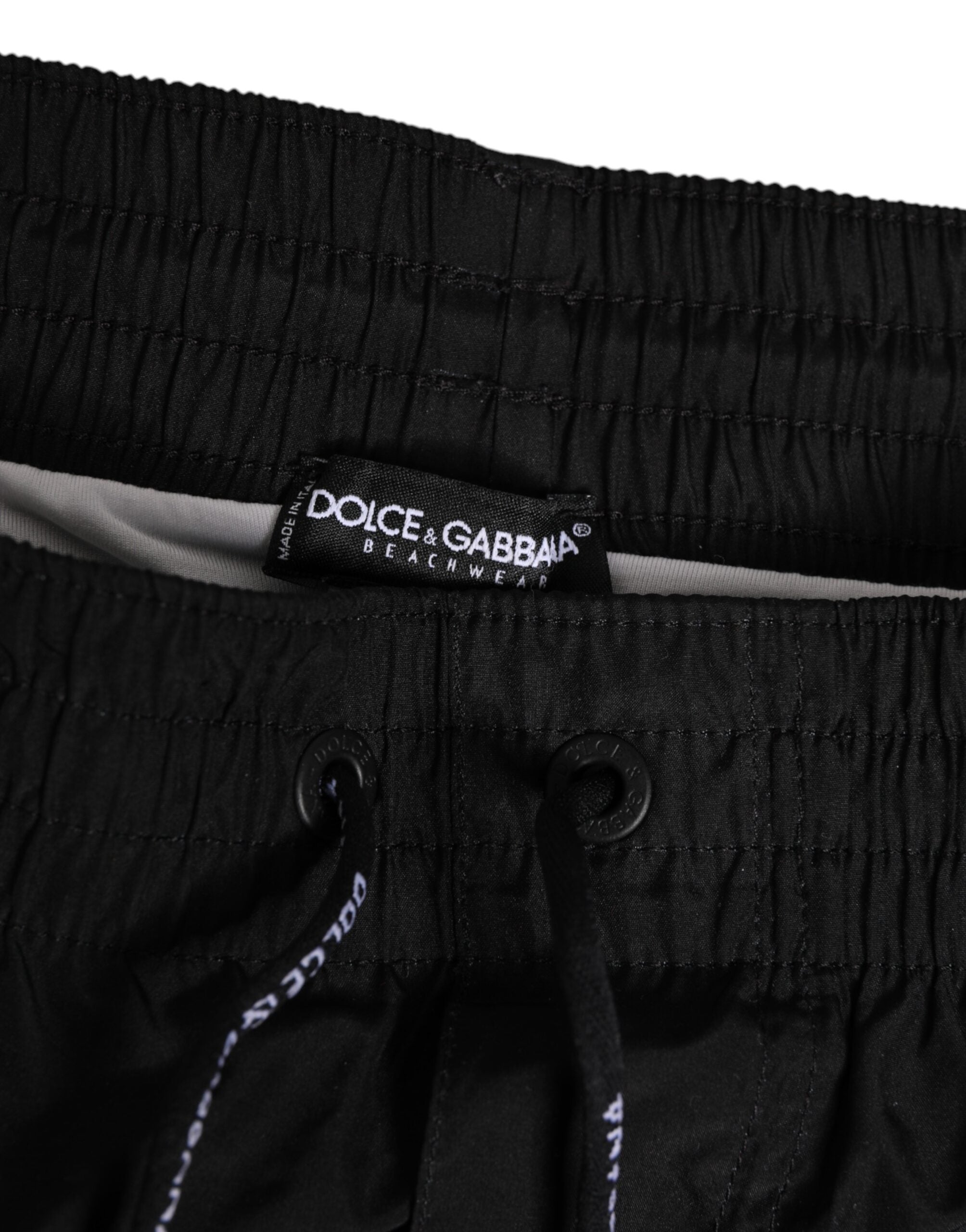 Dolce &amp; Gabbana Sort/Hvid Stribet DG Logo Herre Kort Badetøj