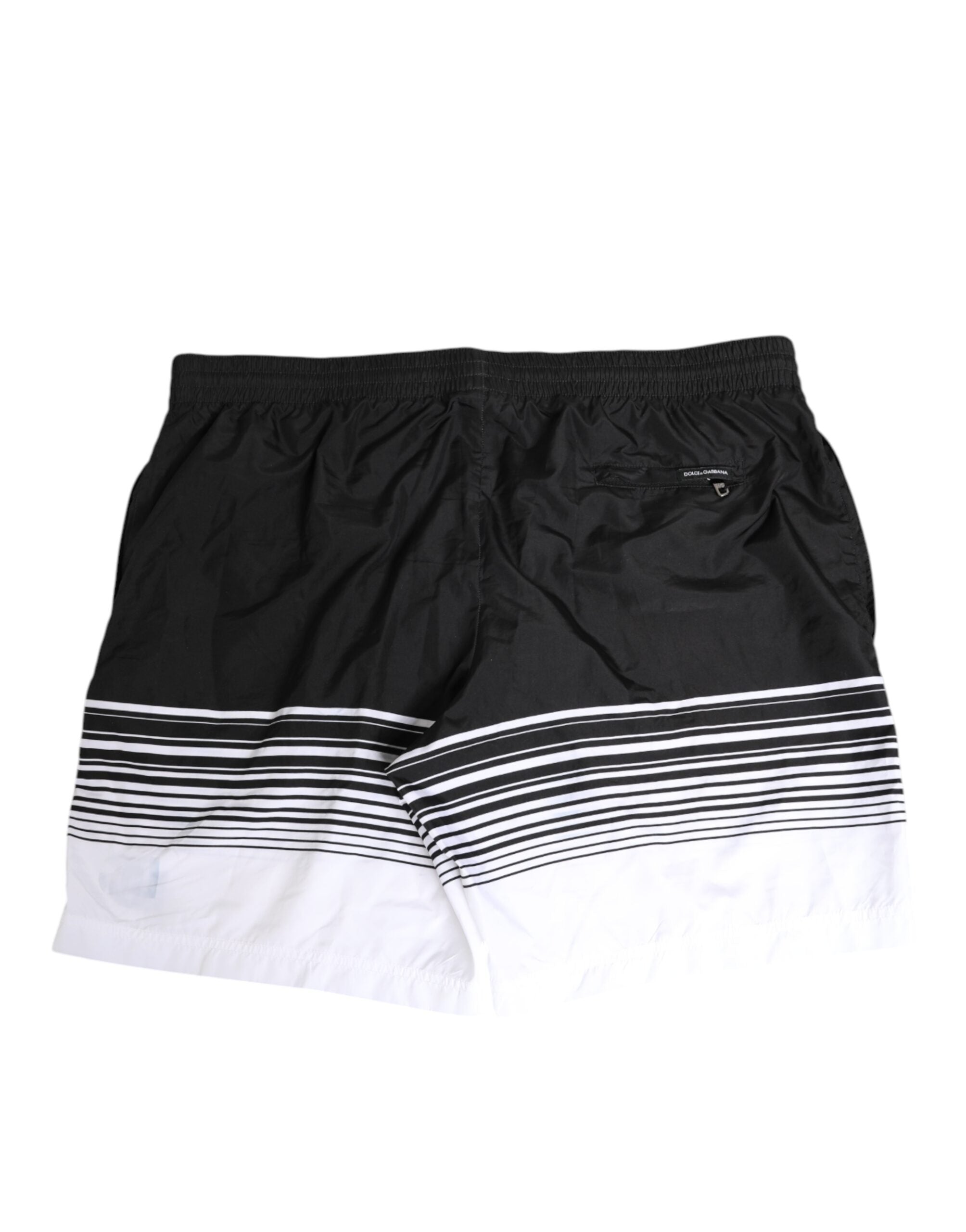 Dolce &amp; Gabbana Sort/Hvid Stribet DG Logo Herre Kort Badetøj