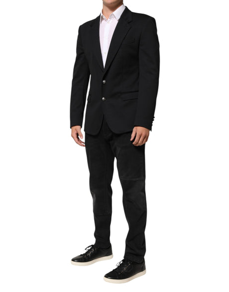 Dolce &amp; Gabbana Mørkeblå Bomuld Herre Jakke Frakke Blazer Suit