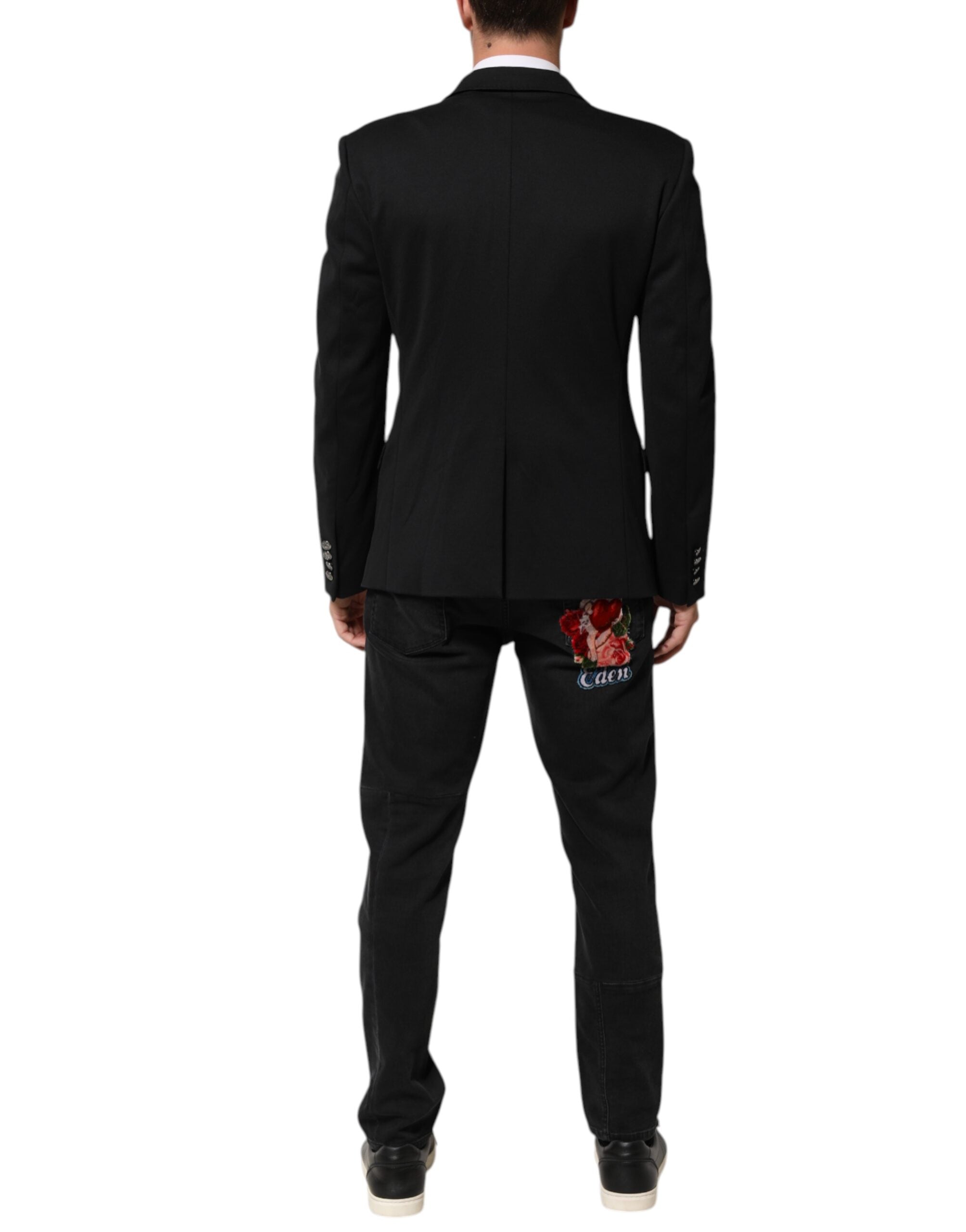 Dolce &amp; Gabbana Mørkeblå Bomuld Herre Jakke Frakke Blazer Suit