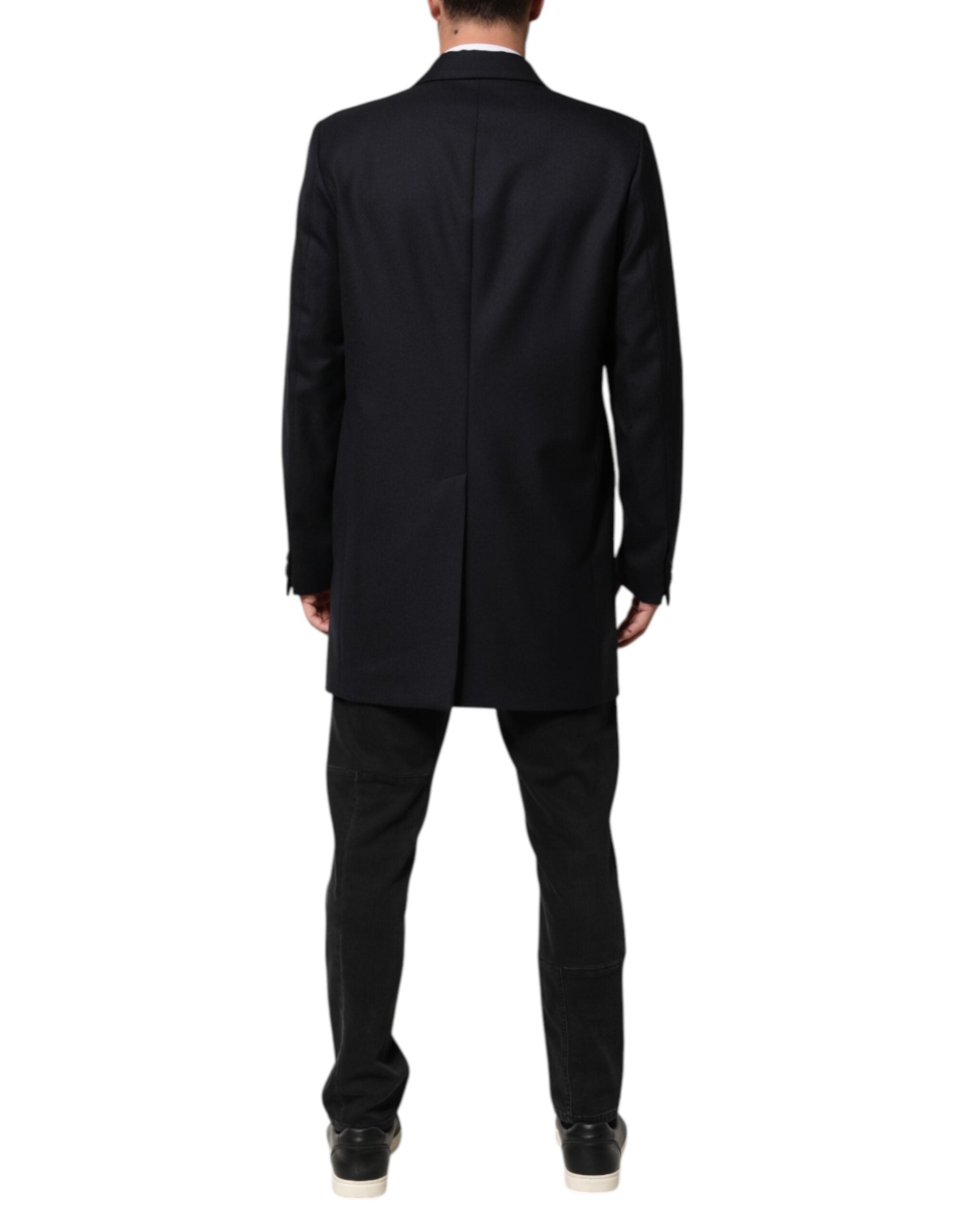 Dolce &amp; Gabbana Mørkeblå Uld Herre Jakke Frakke Blazer Suit