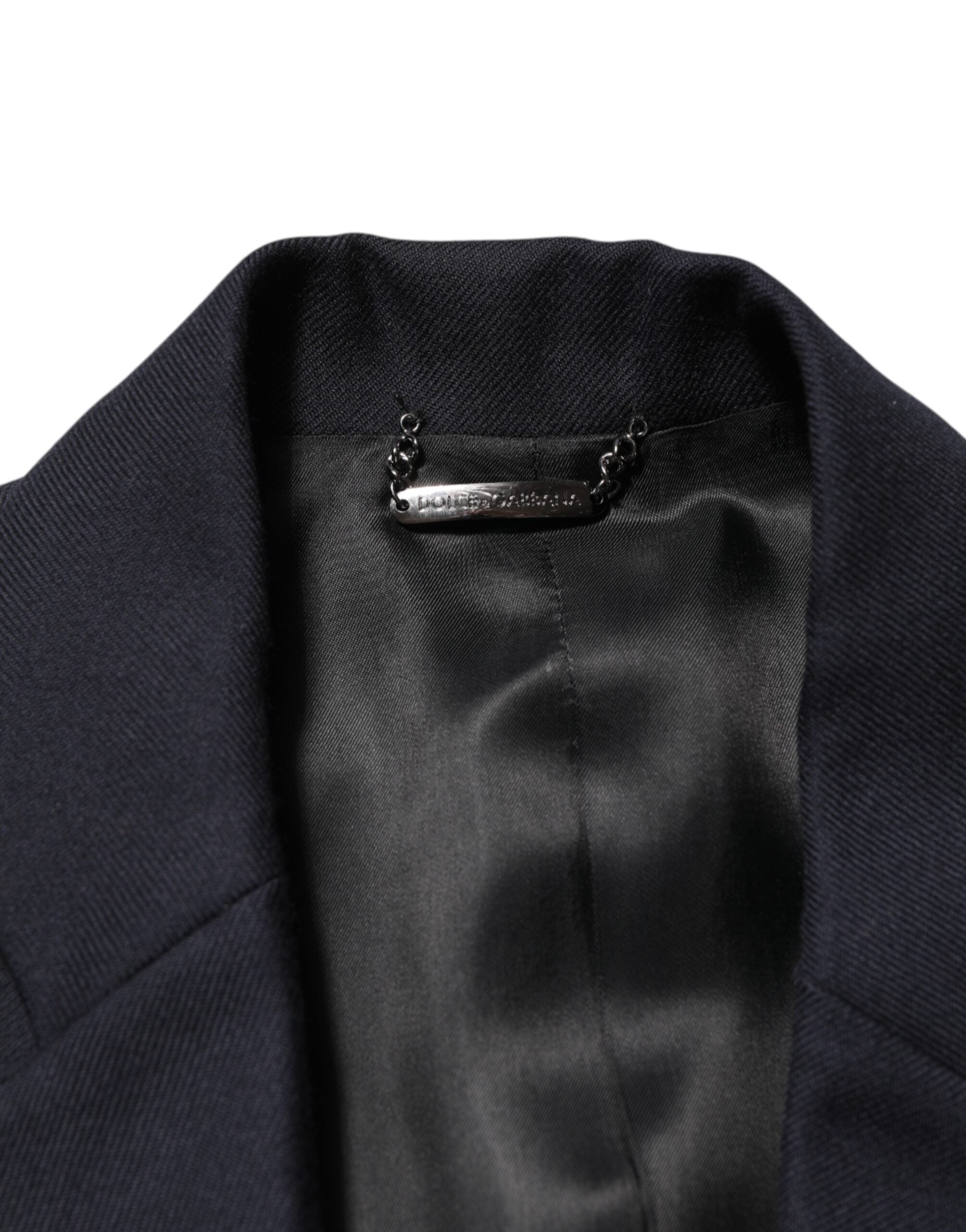 Dolce &amp; Gabbana Mørkeblå Uld Herre Jakke Frakke Blazer Suit