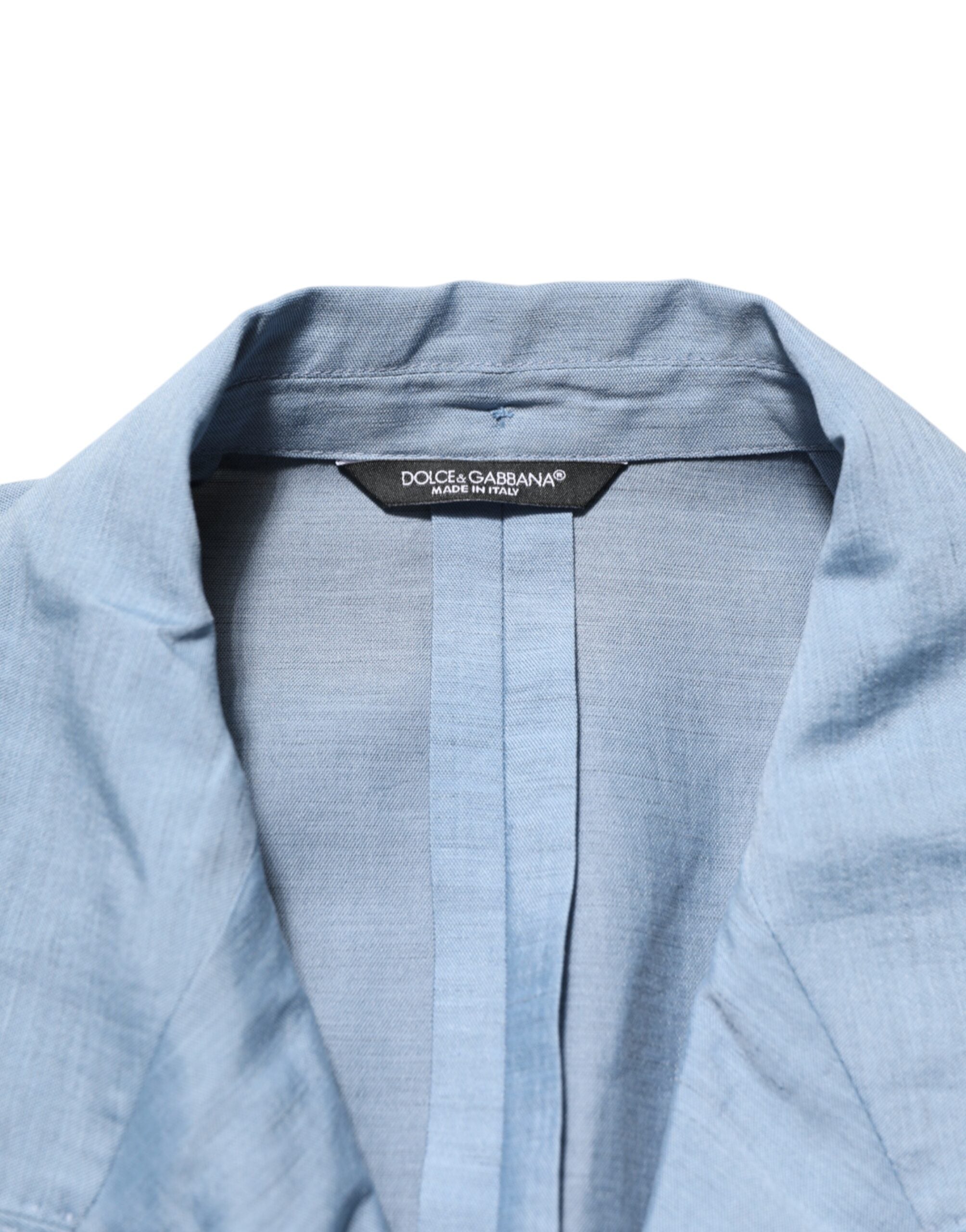 Dolce &amp; Gabbana Lyseblå Hør Dobbeltradet Herrejakke Blazer