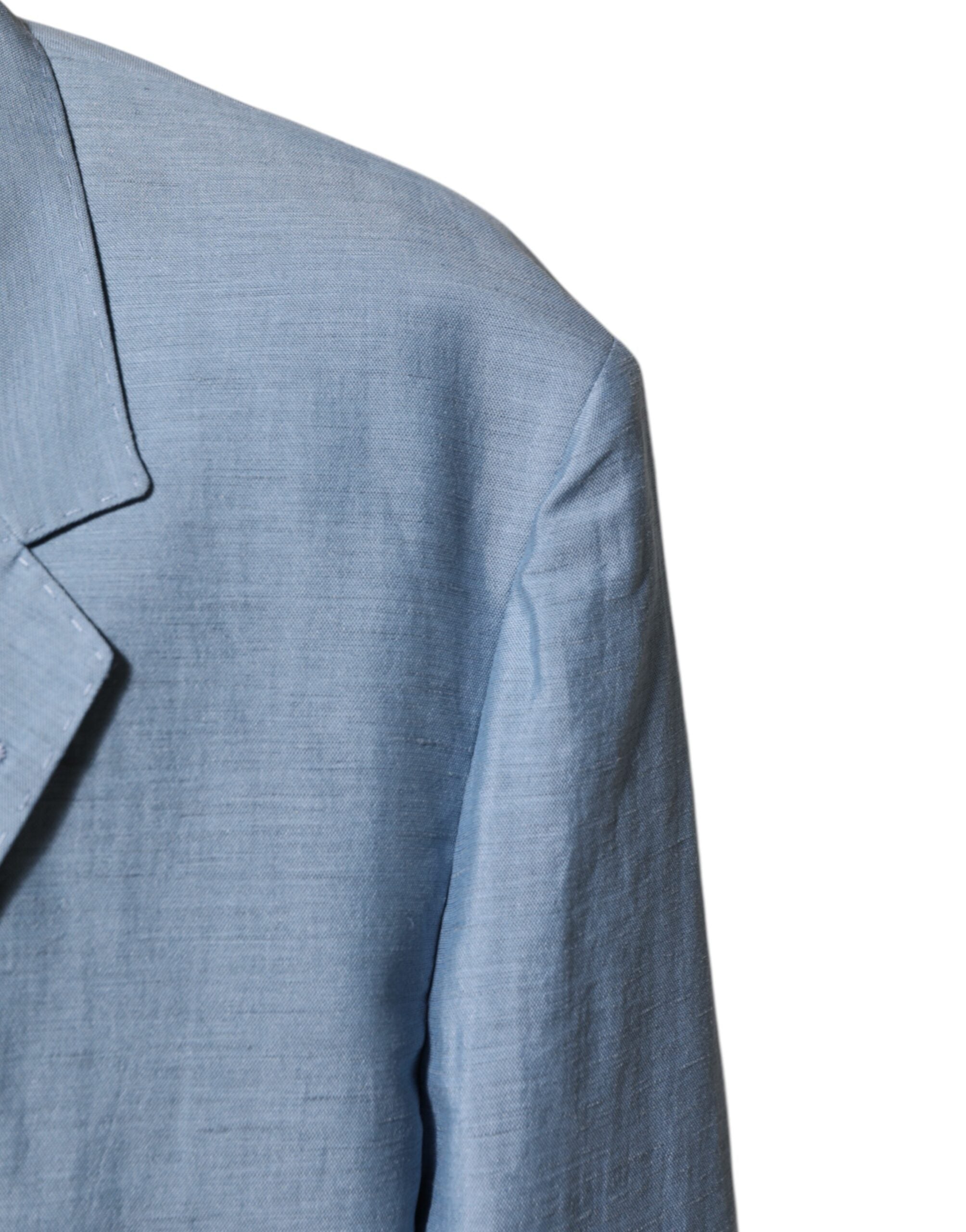 Dolce &amp; Gabbana Lyseblå Hør Dobbeltradet Herrejakke Blazer