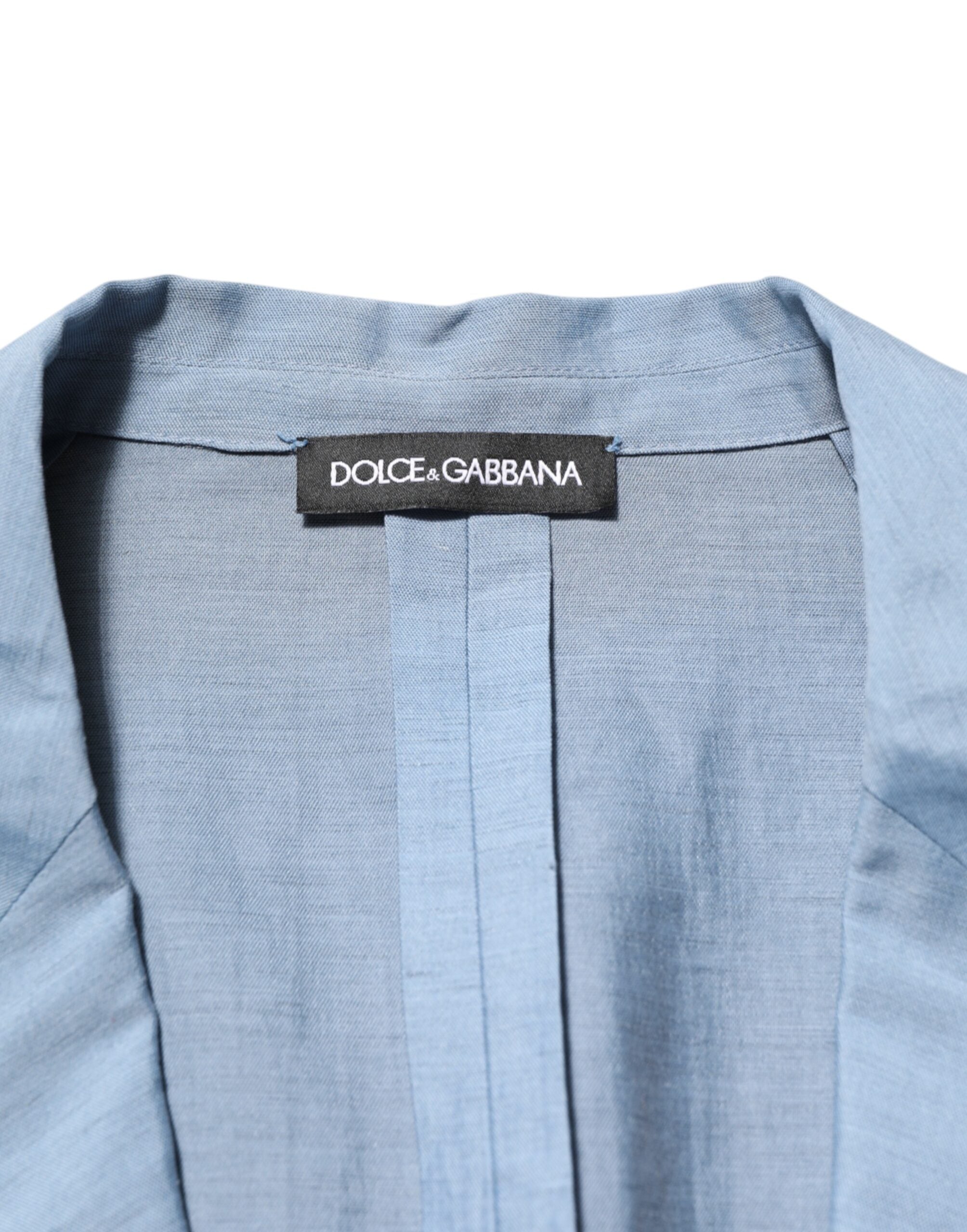 Dolce &amp; Gabbana Lyseblå Hør Dobbeltradet Herrejakke Blazer