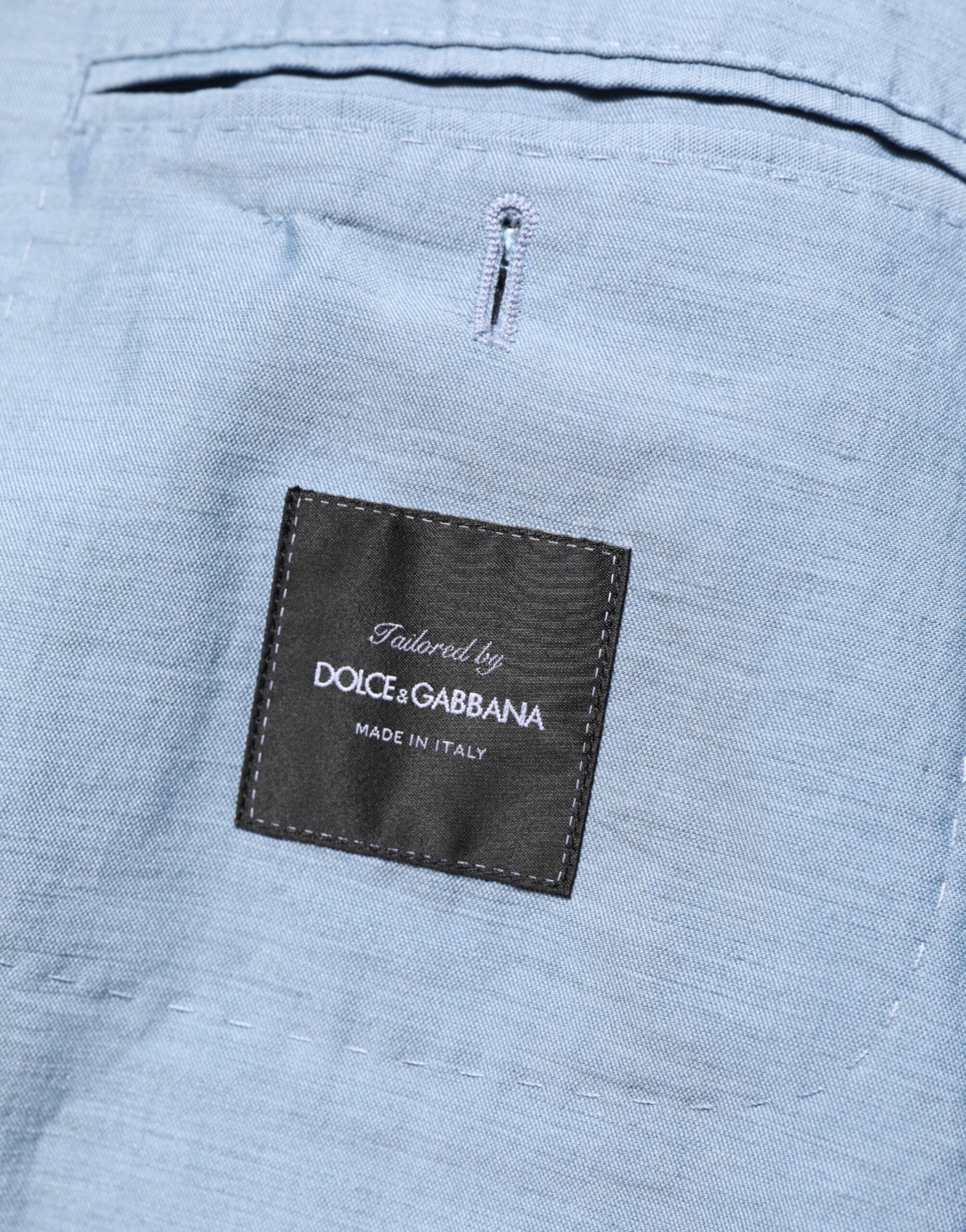 Dolce &amp; Gabbana Lyseblå Hør Dobbeltradet Herrejakke Blazer