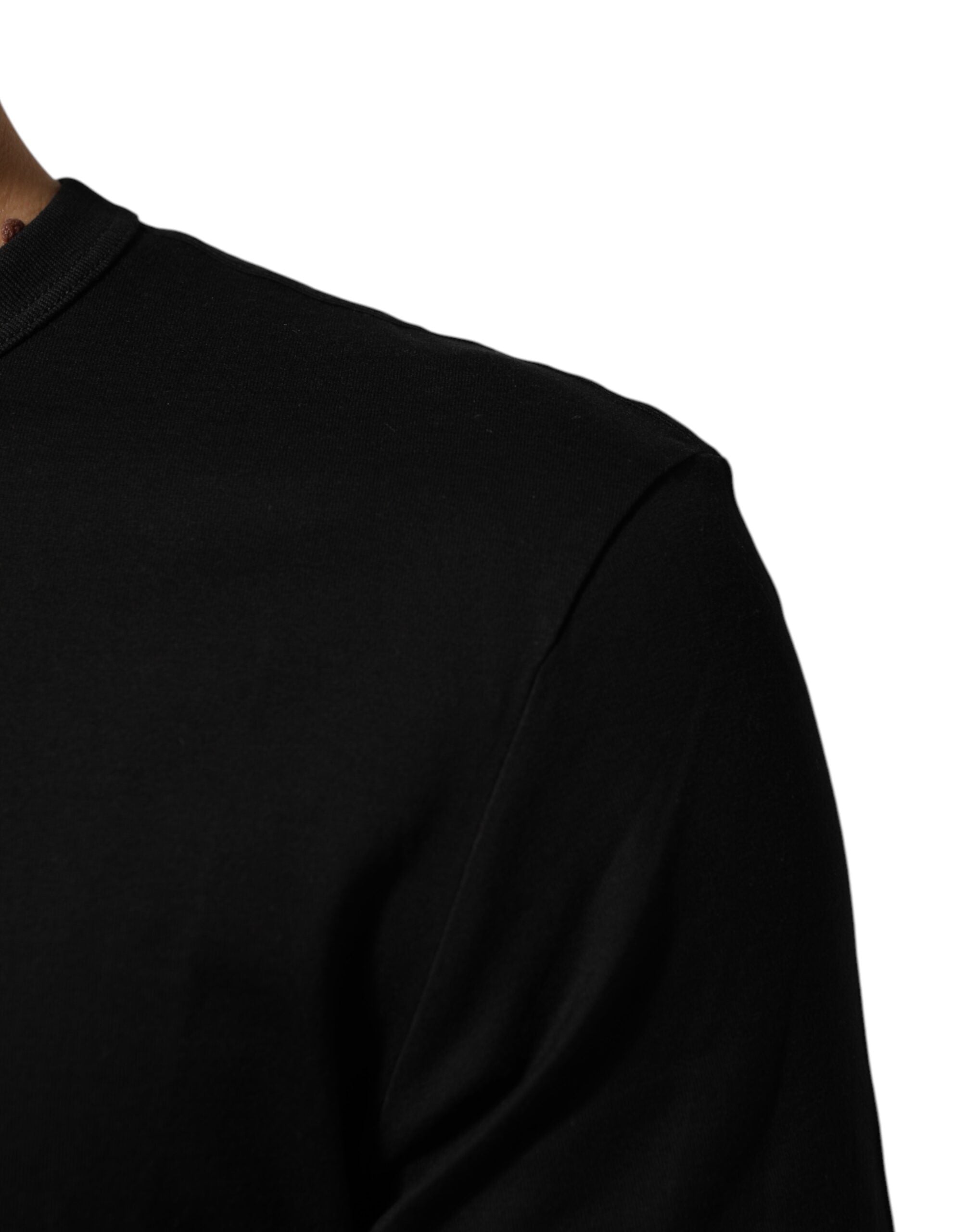 Dolce &amp; Gabbana Svart Bomullssammet Logotyptryck Herr T-shirt